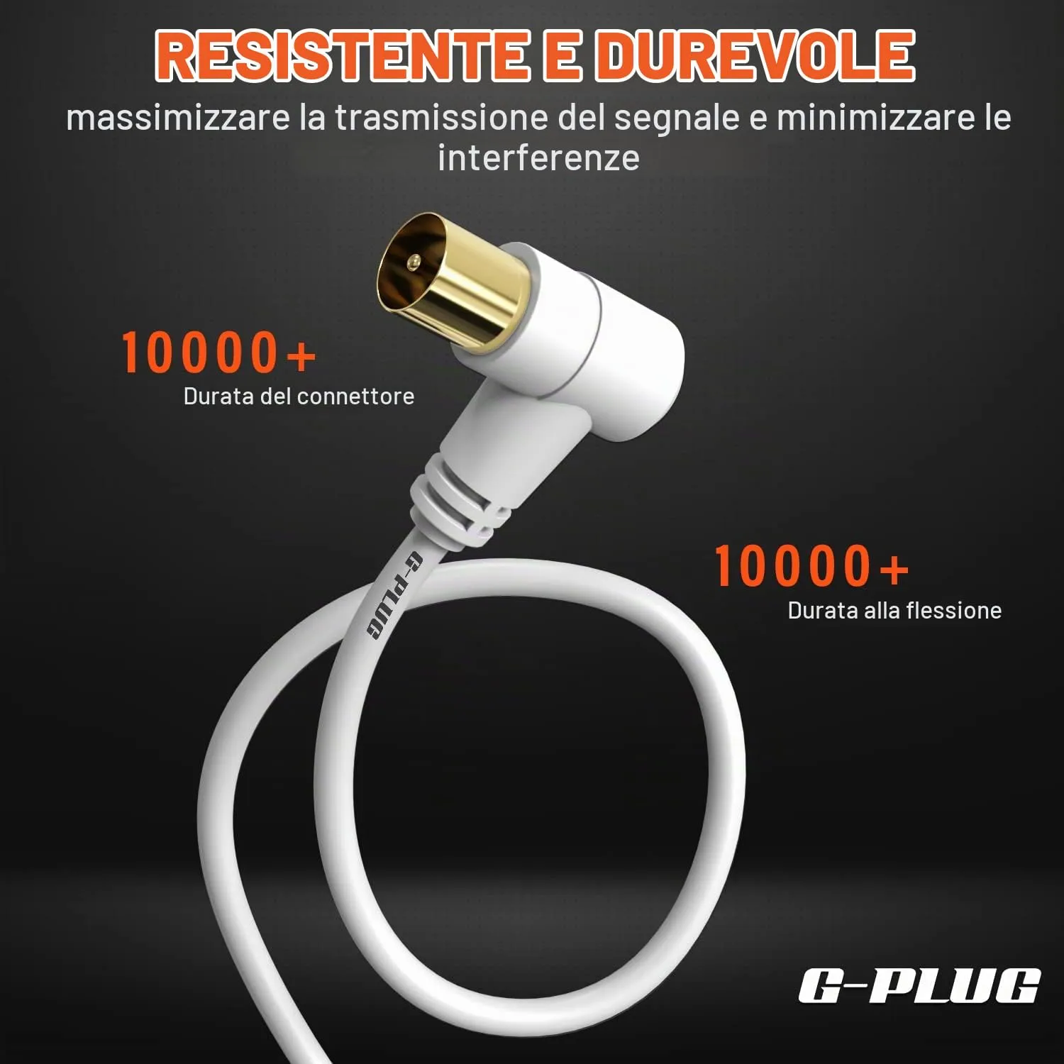 G-PLUG Cavo Antenna TV Maschio-Maschio, Prolunga Coassiale, 3m, Bianco - immagine 6