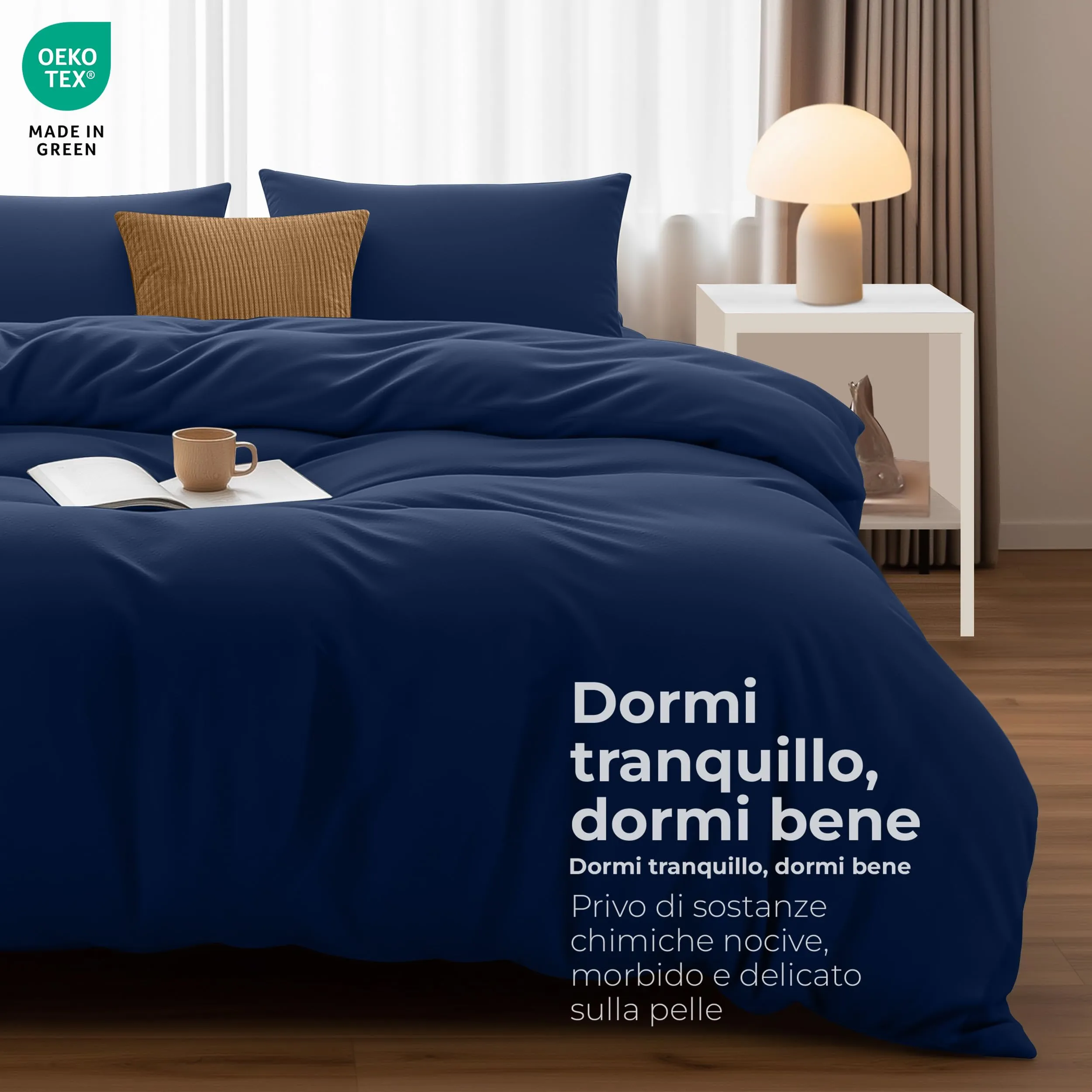Utopia Bedding Copripiumino King Size in Microfibra 230x220cm con Federe 50x75cm - Blu Navy - immagine 4