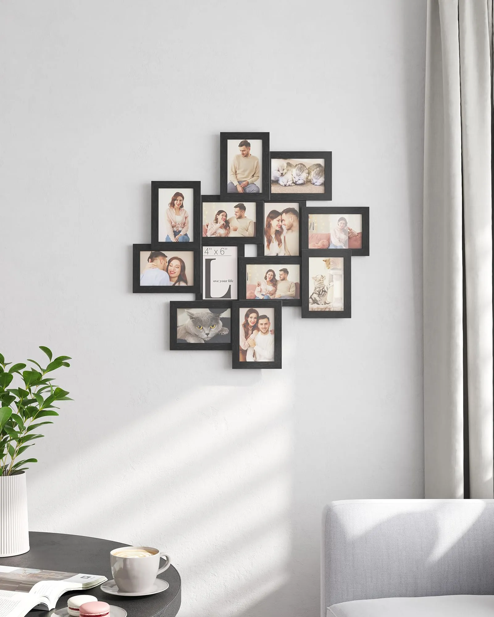 SONGMICS Collage di 12 Cornici per Foto 10 x 15 cm, Nero Inchiostro RPF22BK - immagine 8