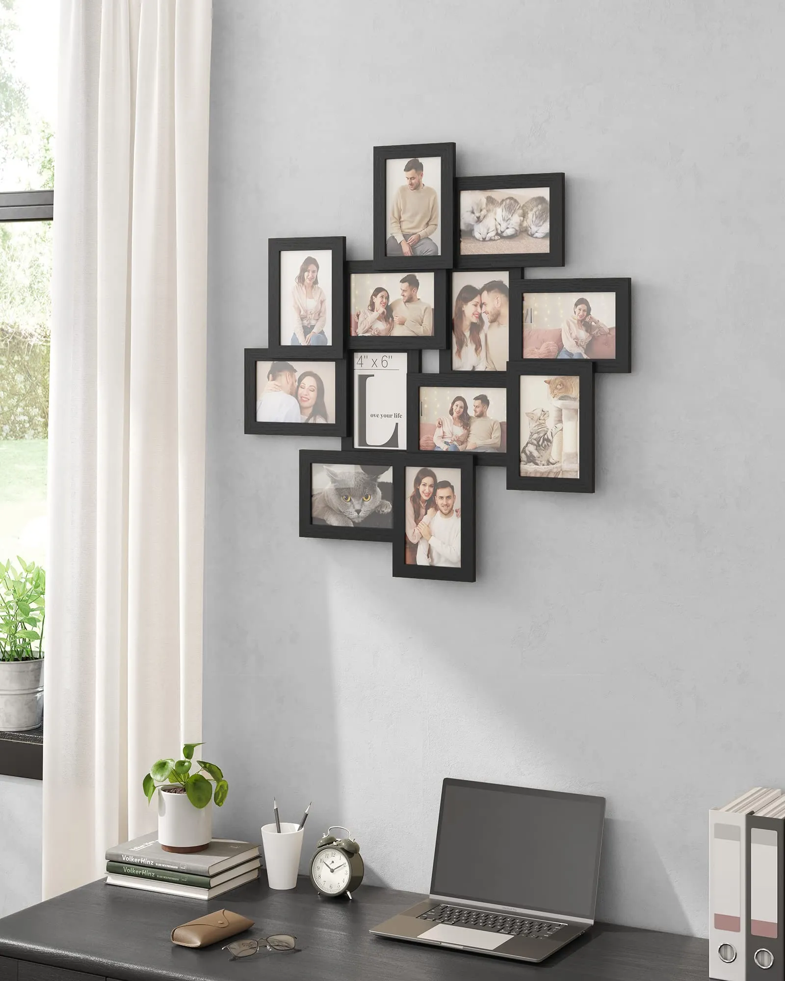 SONGMICS Collage di 12 Cornici per Foto 10 x 15 cm, Nero Inchiostro RPF22BK - immagine 9