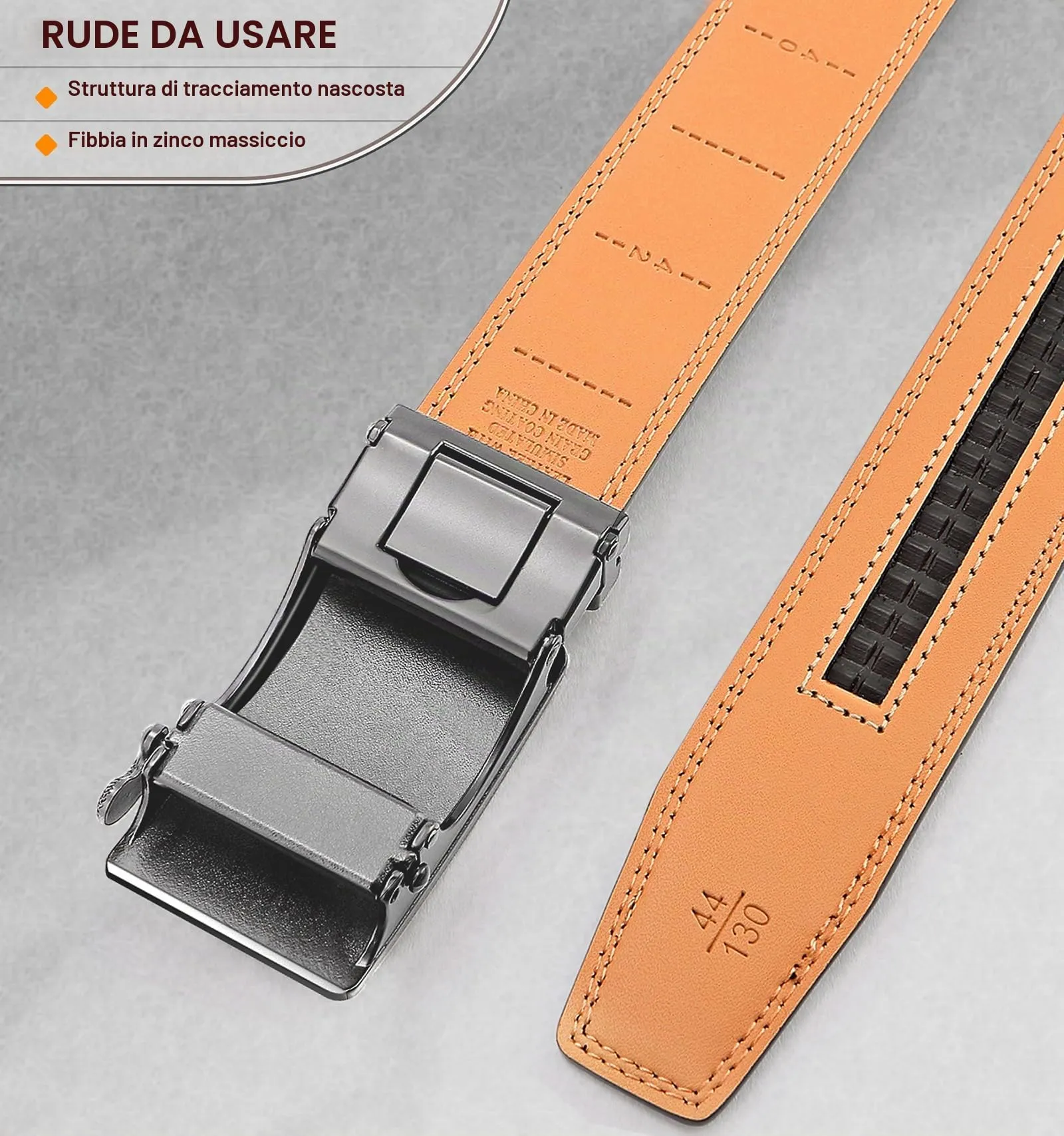 BULLIANT Cintura Uomo in Pelle con Fibbia Automatica a Cricchetto 35mm, Nero 1468, 110cm (30-36 vita) - immagine 5