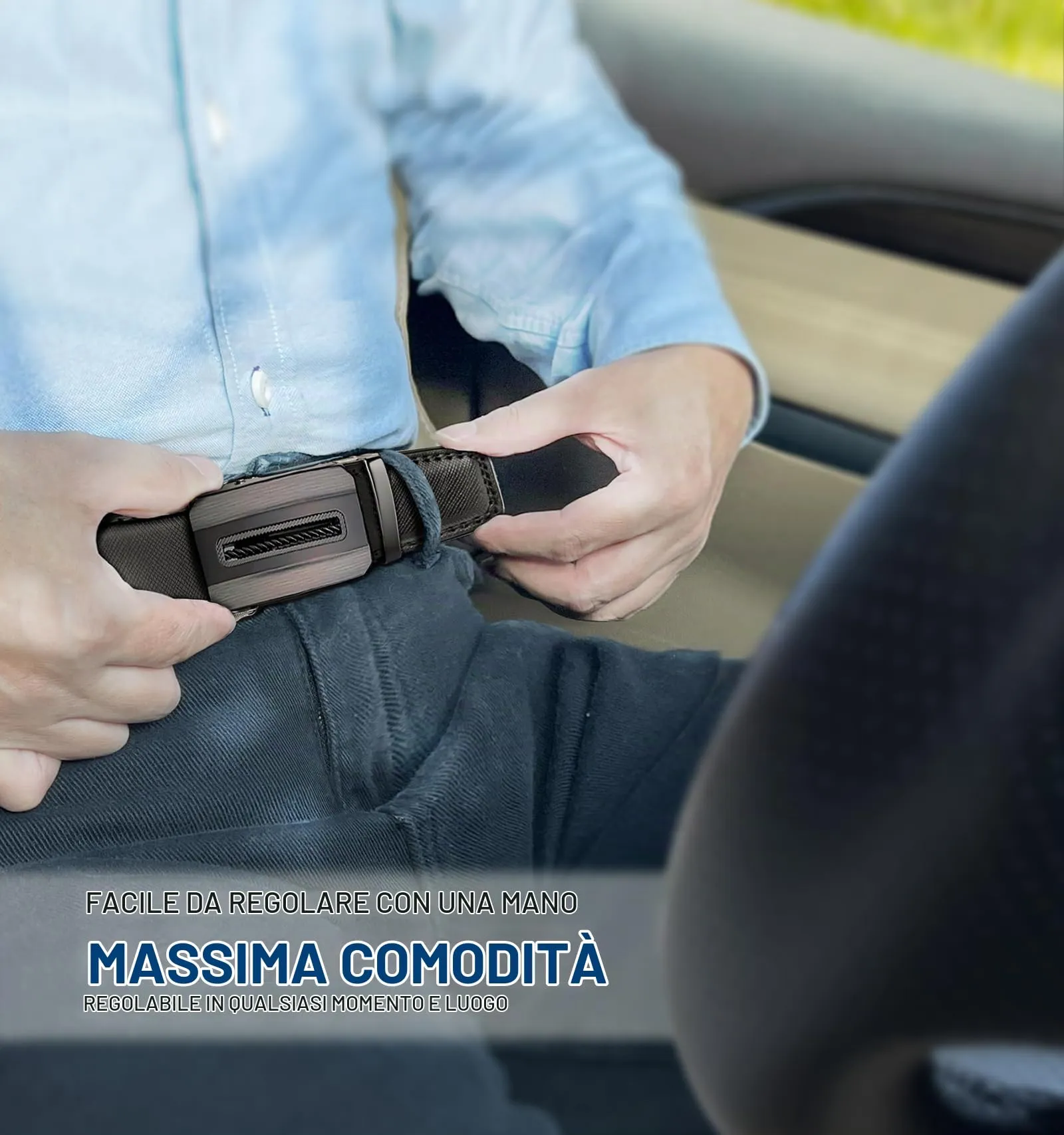 BULLIANT Cintura Uomo in Pelle con Fibbia Automatica a Cricchetto 35mm, Nero 1468, 110cm (30-36 vita) - immagine 8