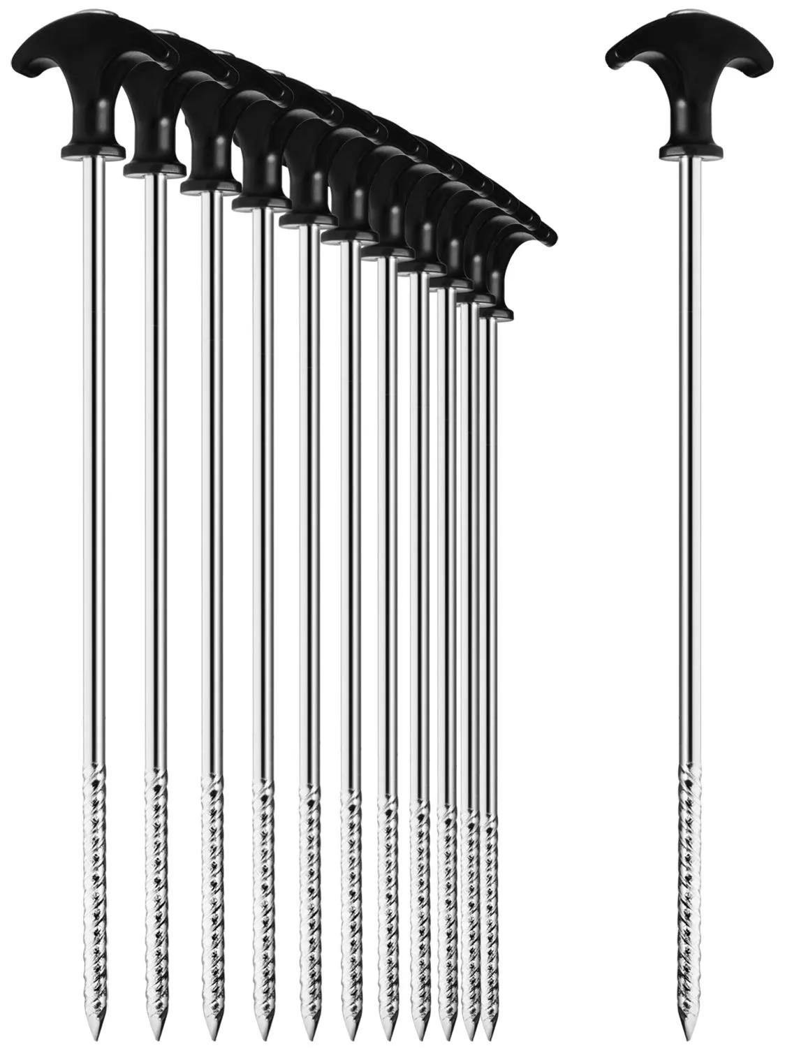 com-four Picchetti in Acciaio Filettati, 12 Pezzi, 300x7mm - immagine 1
