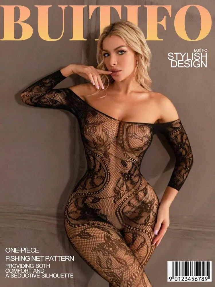 Buitifo Donna Fishnet Bodystocking Pigiama - Nero SY, Taglia Unica - immagine 3