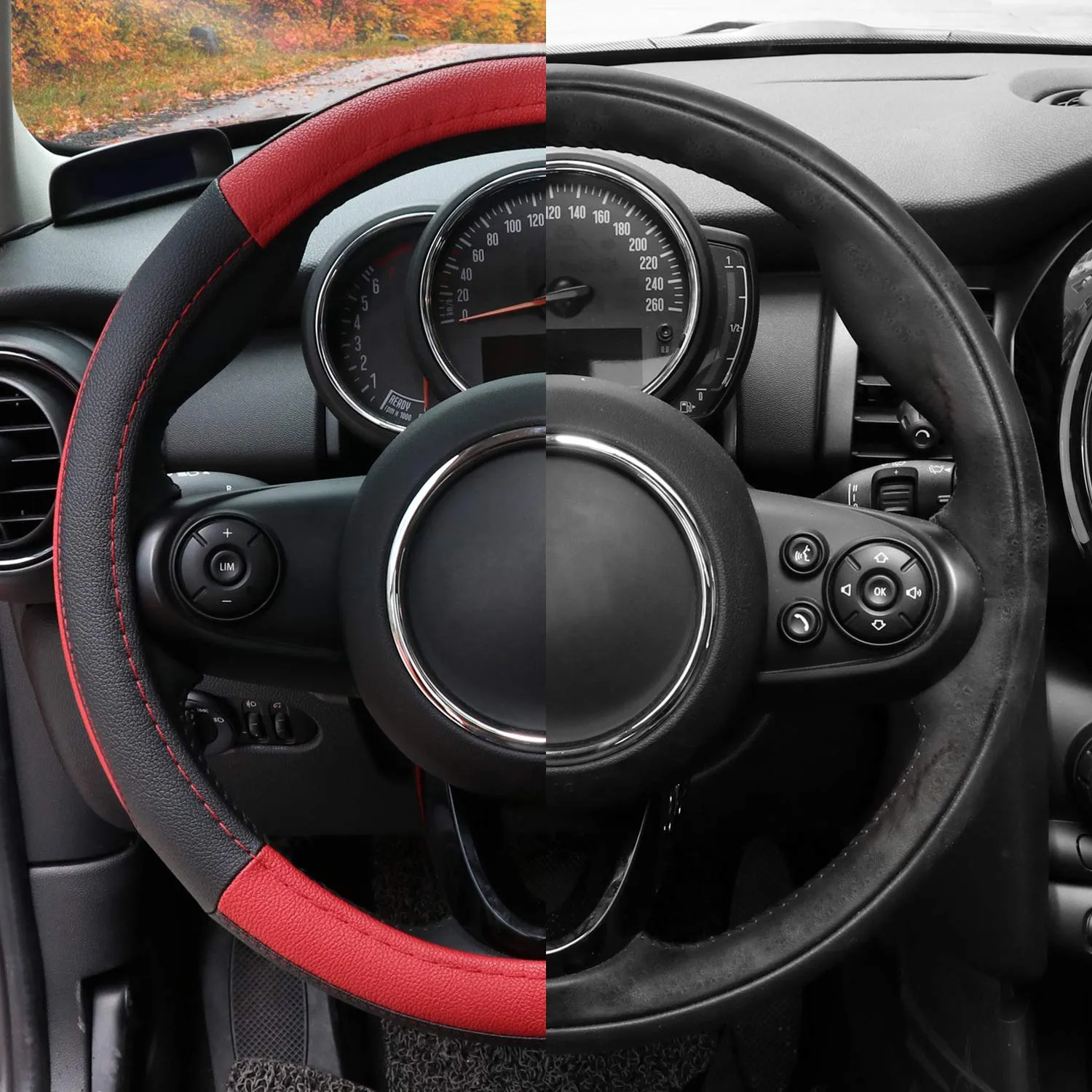 COFIT Coprivolante Auto Universale in Pelle Microfibra, S 35.5-36cm, Rosso e Nero - immagine 4
