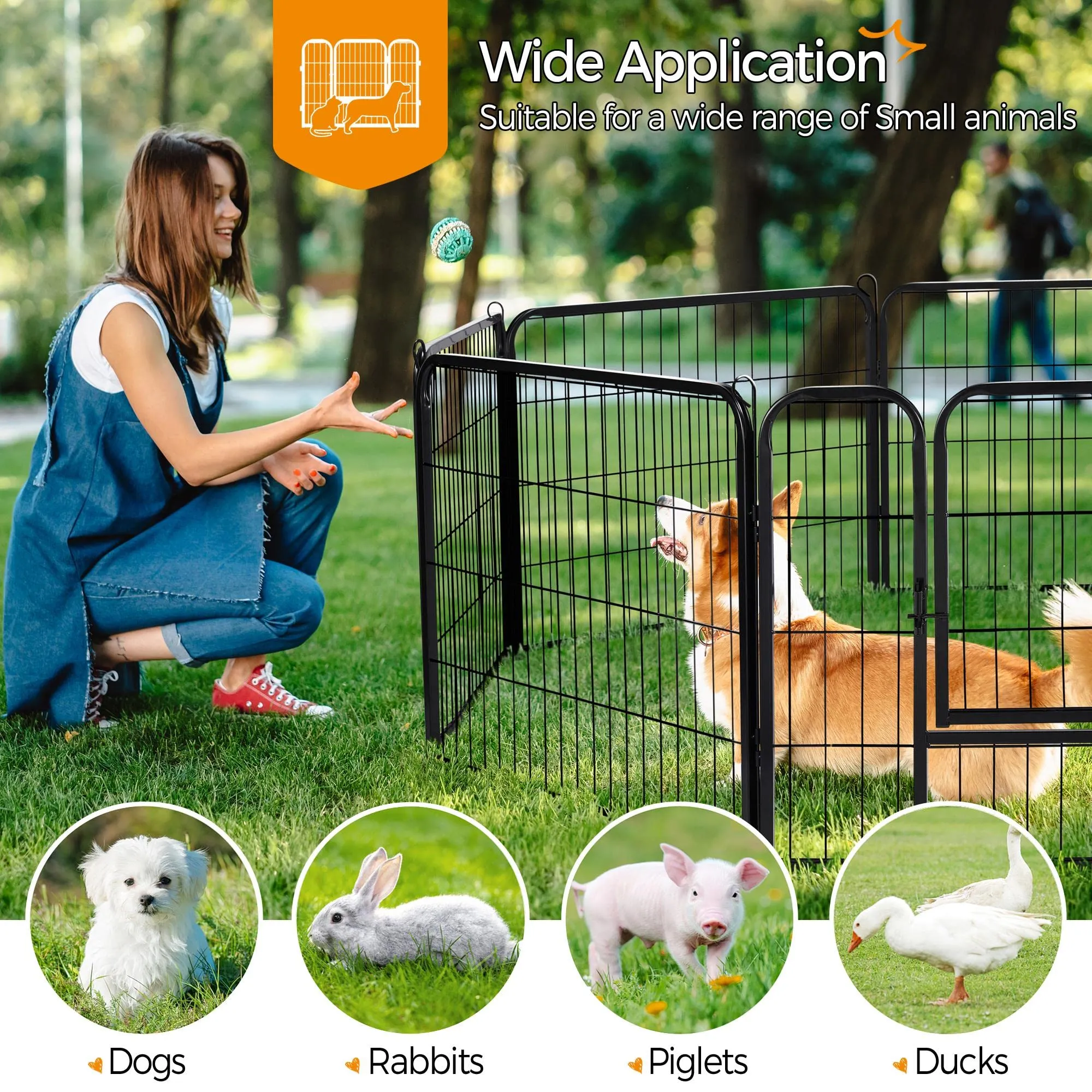 Yaheetech Recinto per Cani Interno Esterno in Ferro, 16 Pezzi, 80x60 cm - immagine 3