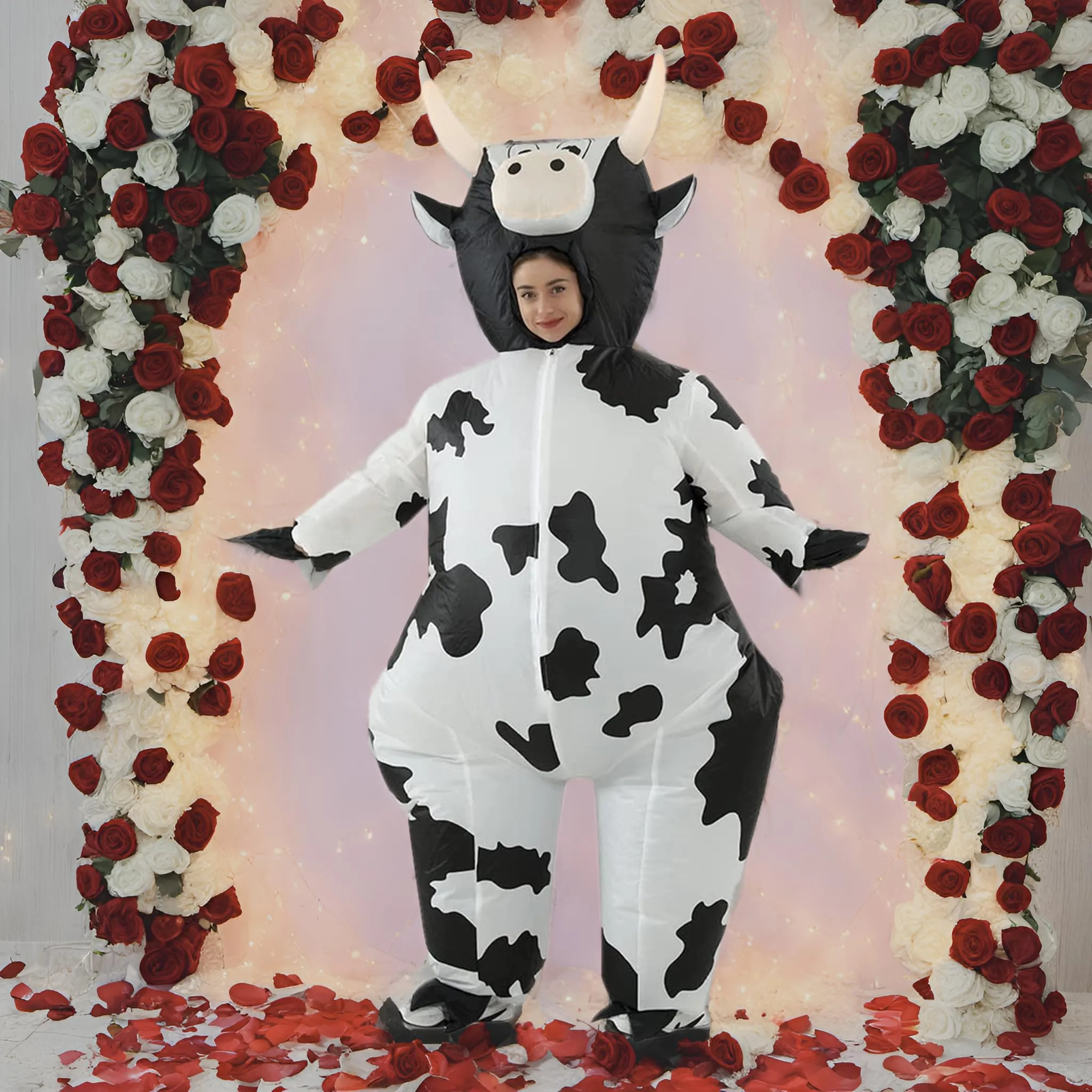 JASHKE Costume Mucca Gonfiabile per Adulti, Nera - immagine 9