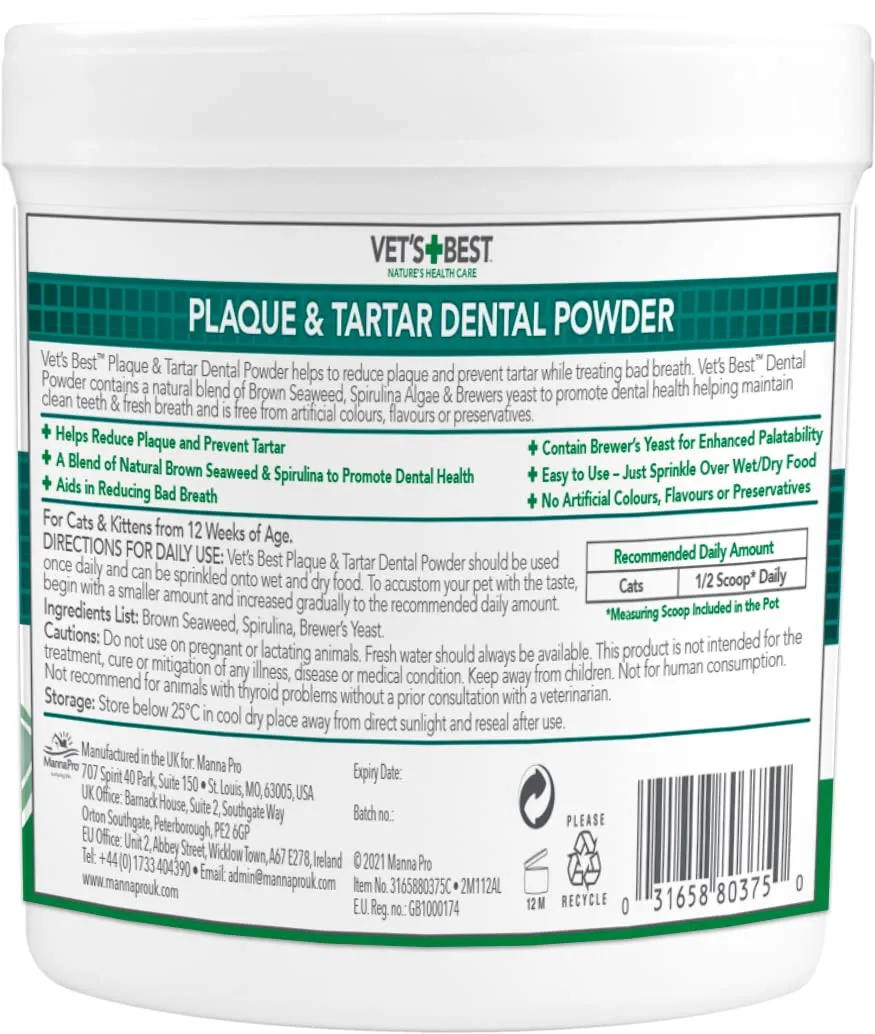 Vet's Best Polvere Dentale Naturale Avanzata per Gatti, 45g - immagine 2