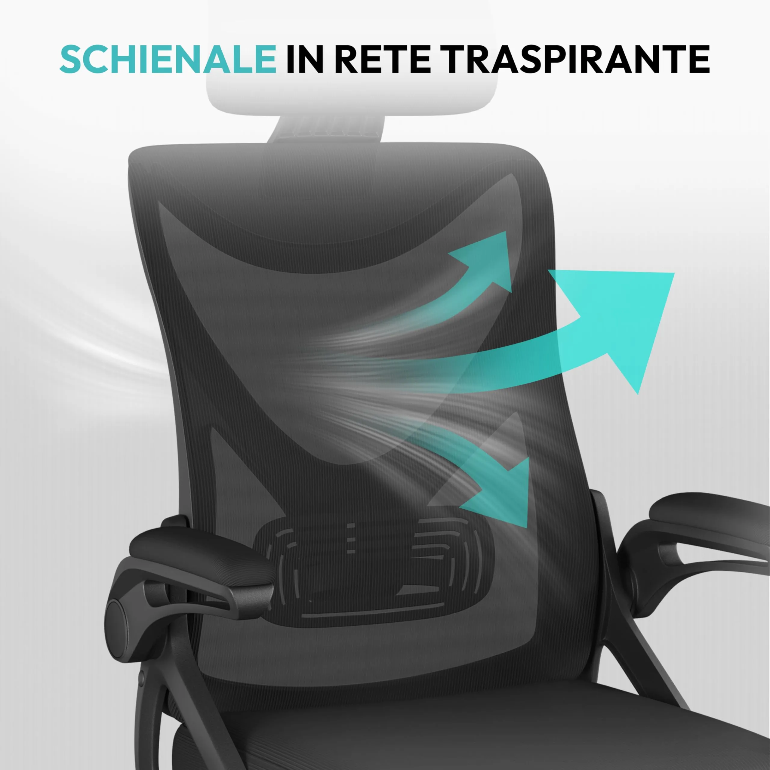 Yaheetech Sedia da Ufficio Ergonomica con Supporto Lombare, Nera - immagine 9