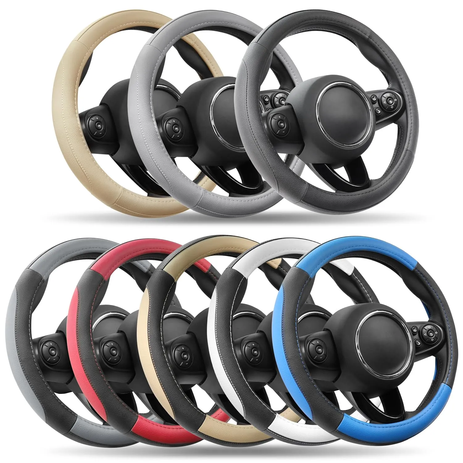 COFIT Coprivolante Auto Universale in Pelle Microfibra, S 35.5-36cm, Nero - immagine 5