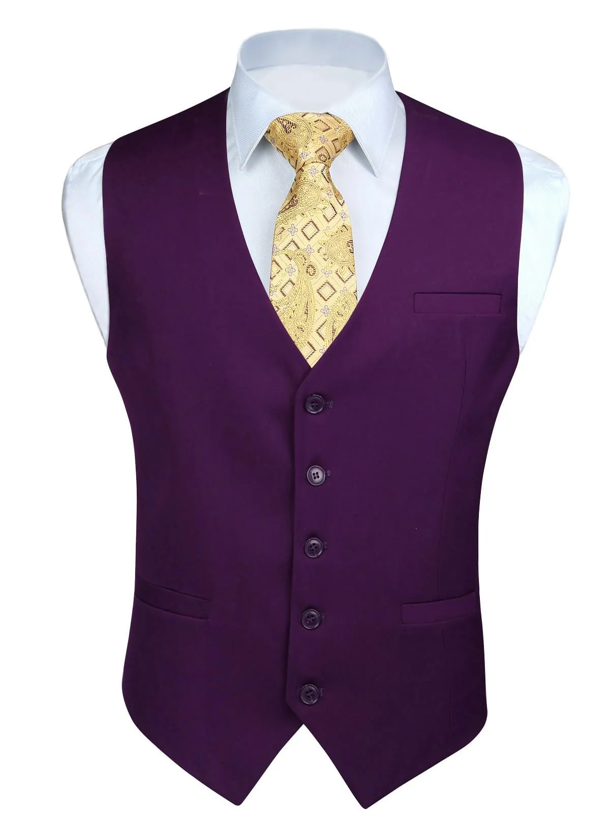 HISDERN Gilet da Uomo in Cotone Viola - immagine 1