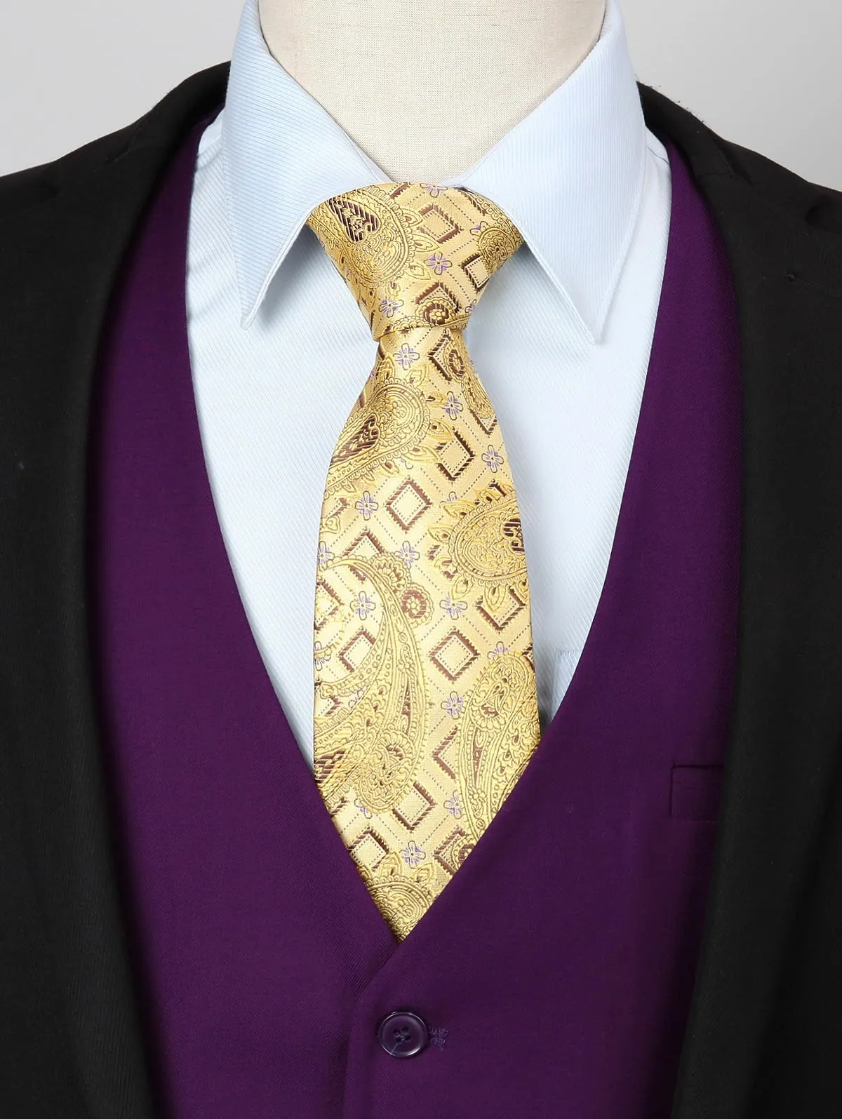 HISDERN Gilet da Uomo in Cotone Viola - immagine 3