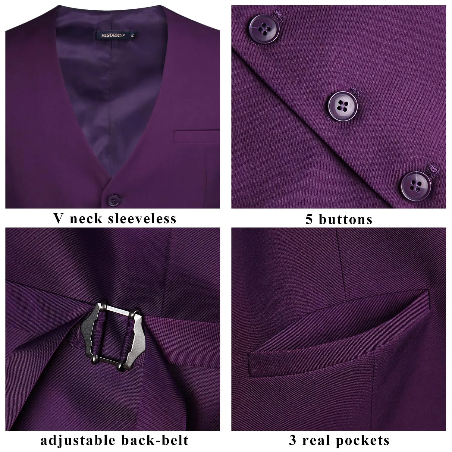 HISDERN Gilet da Uomo in Cotone Viola - immagine 5