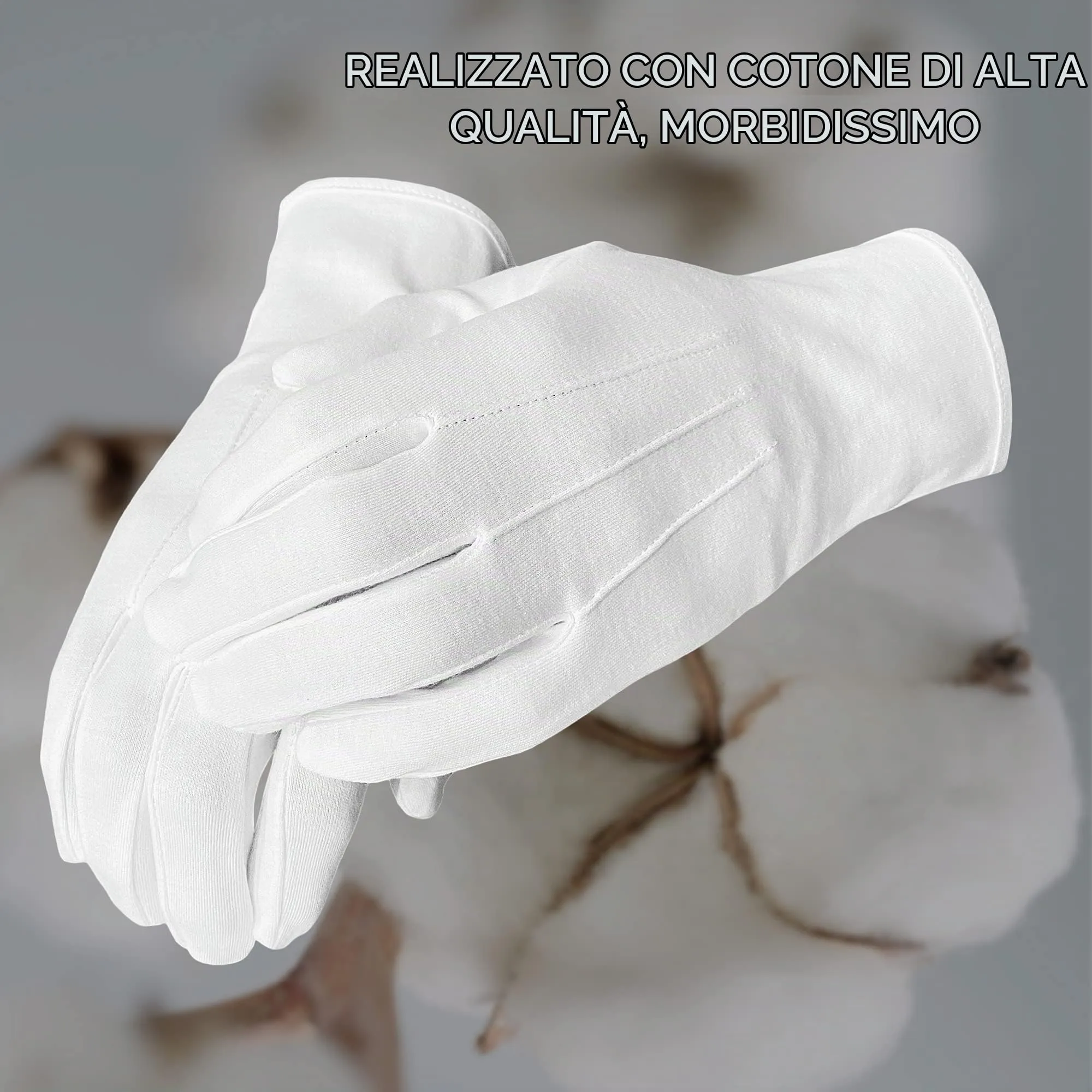 The Masonic Collection Guanti da uomo in cotone, XL, Bianco - immagine 2