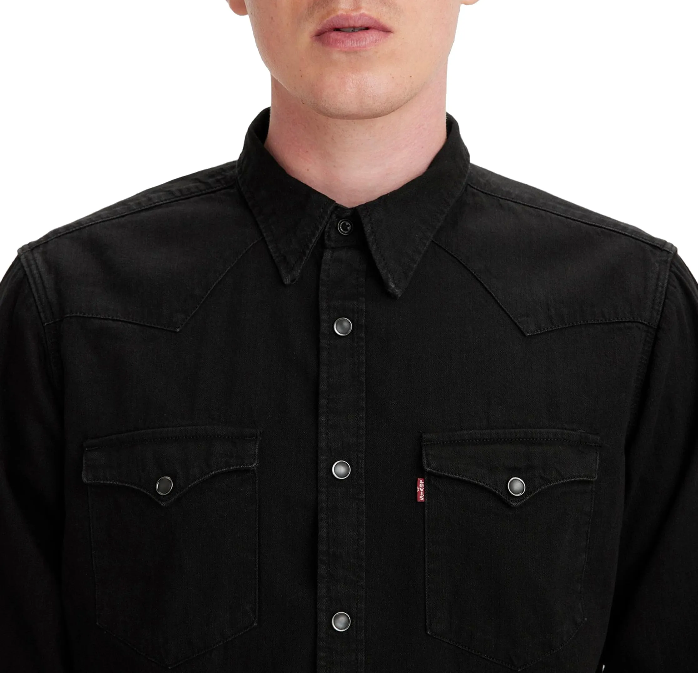 Levi's Barstow Western Standard Shirt, Marble Black Denim Rinse, M - immagine 6