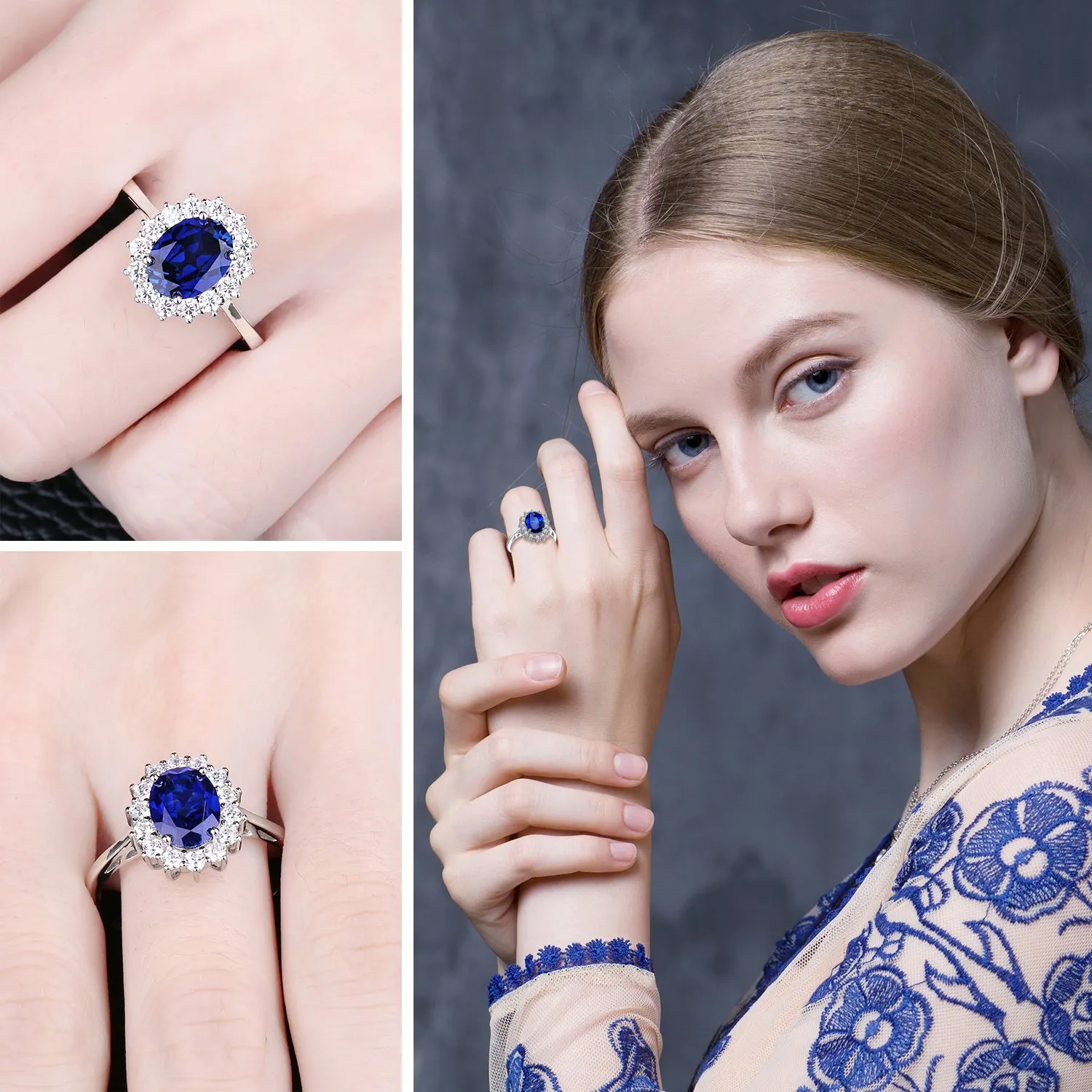 JewelryPalace Anello Donna in Argento 925 con Zaffiro Sintetico - immagine 4