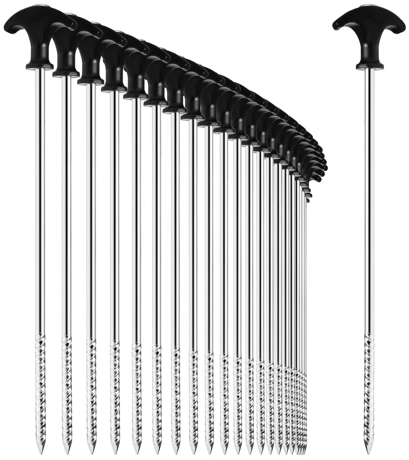 com-four Picchetti in acciaio filettati, 24 pezzi, 300x7mm - immagine 1