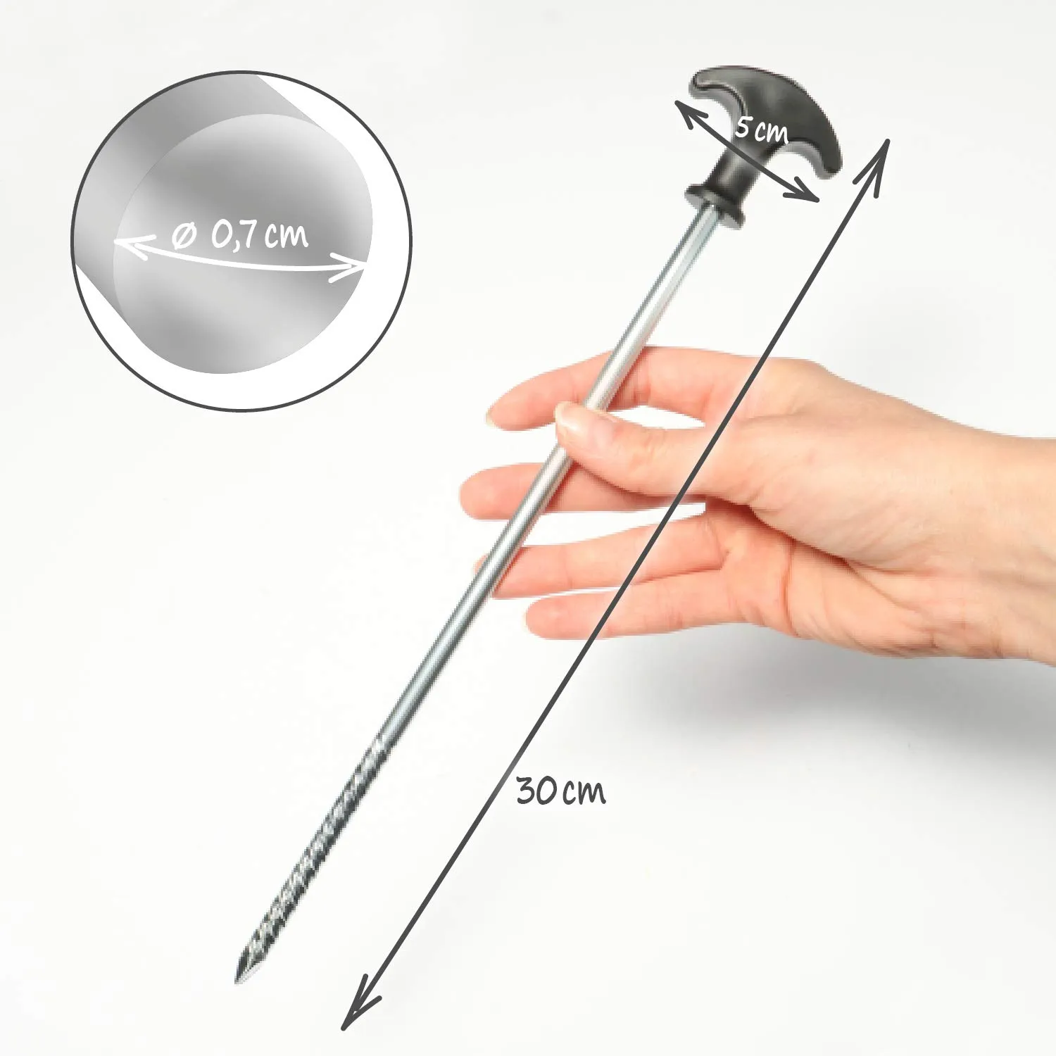 com-four Picchetti in acciaio filettati, 24 pezzi, 300x7mm - immagine 4