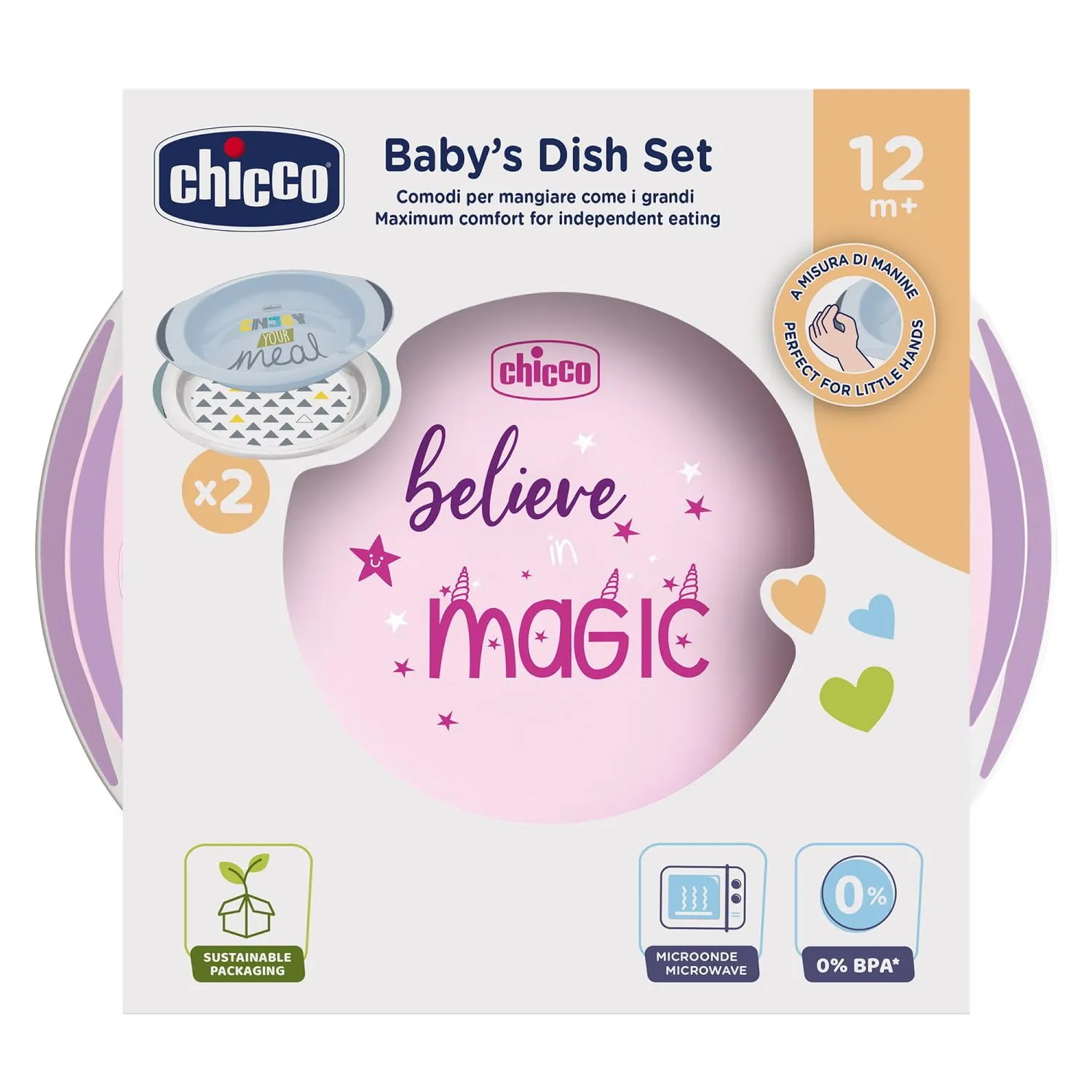 Chicco Set Piatti Bambini Svezzamento, Piatto Fondo e Piano con Base Antiscivolo, 2 Pezzi, 12+ Mesi, Rosa - immagine 5