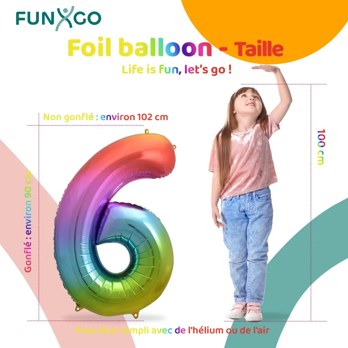 FUNXGO Palloncino Numero 6 Multicolore - immagine 2