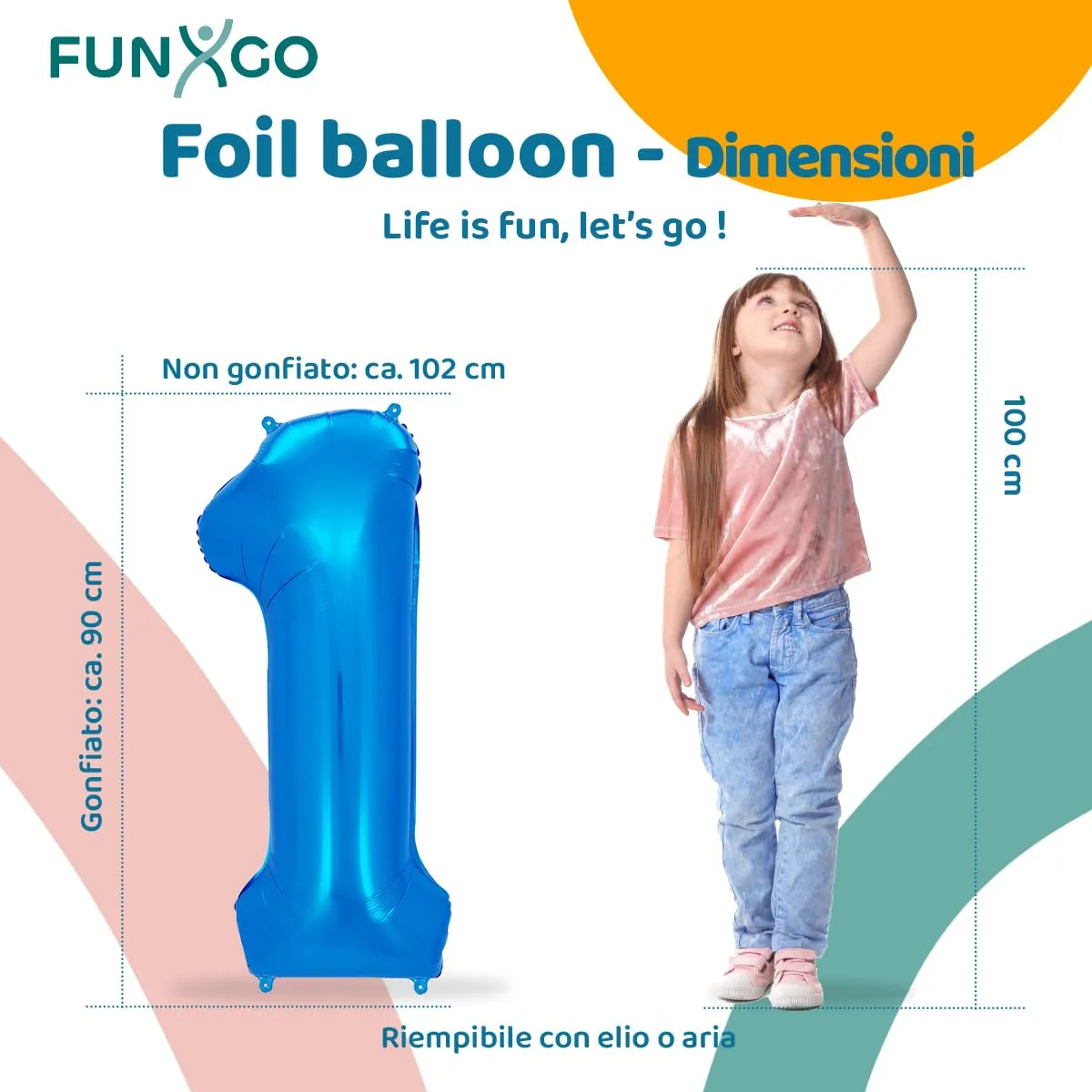FUNXGO Palloncino Numero 1 Blu - immagine 2