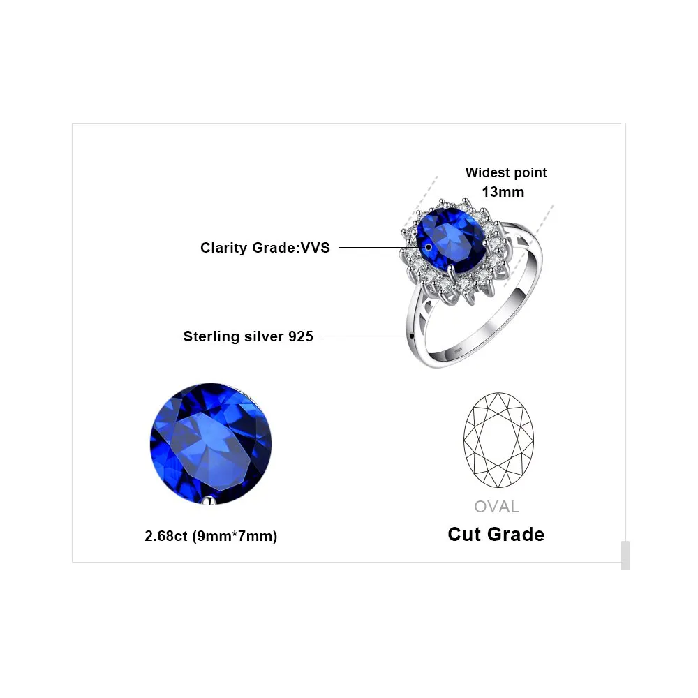 JewelryPalace Anello in Argento 925 con Zaffiro Sintetico per Donna - immagine 2