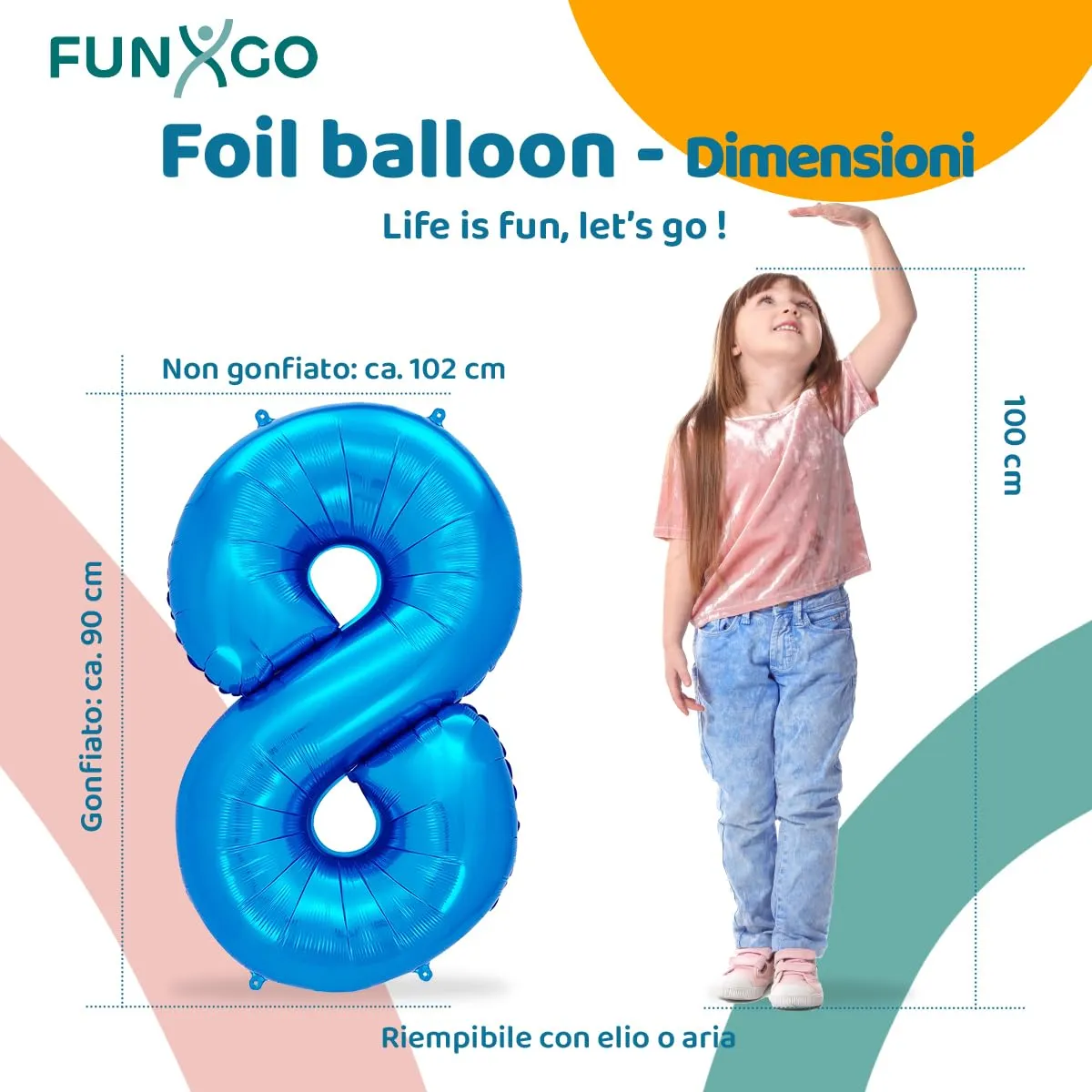 FUNXGO Palloncini in alluminio Numero 8, Blu - immagine 2
