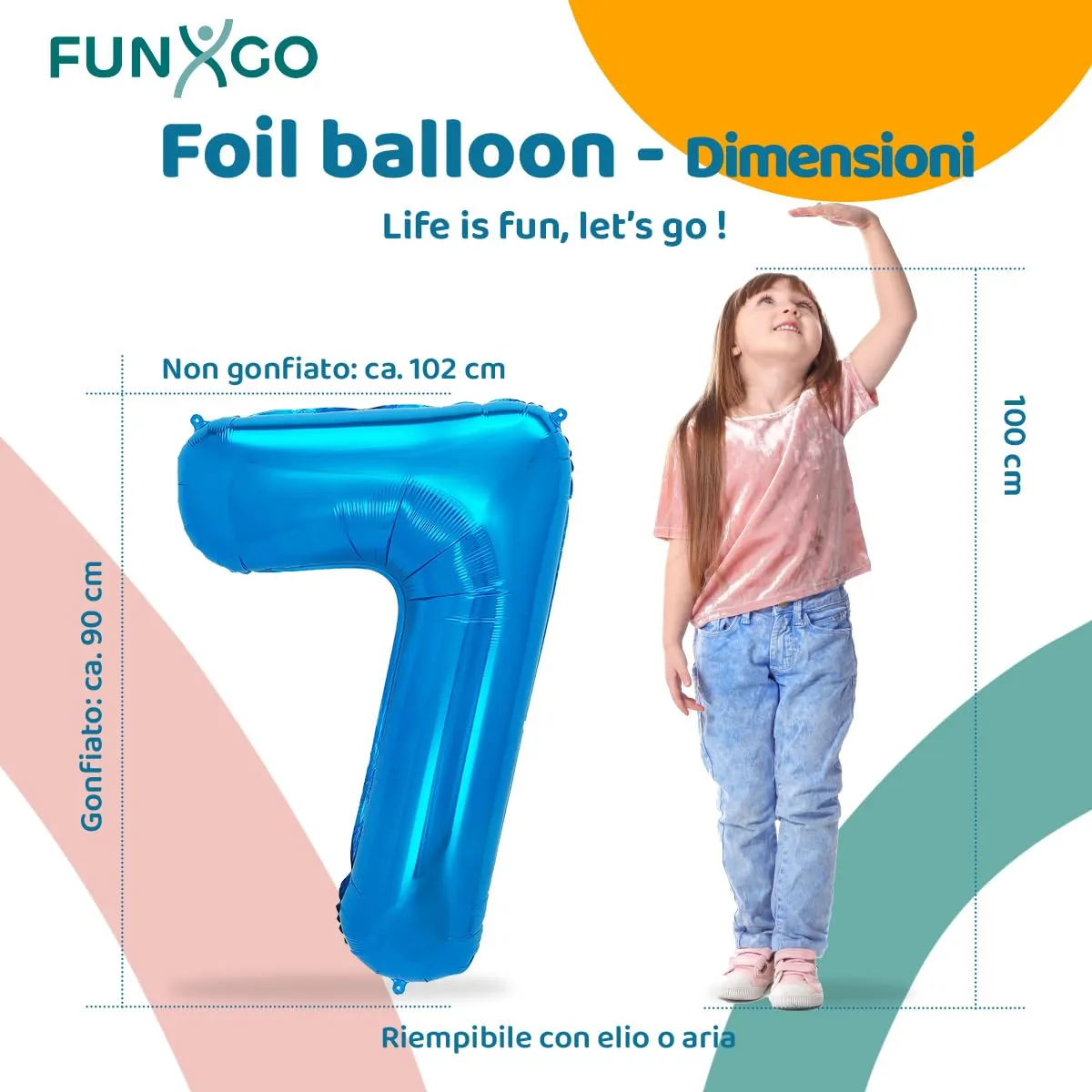 FUNXGO Palloncino Numero 7, Blu - immagine 2