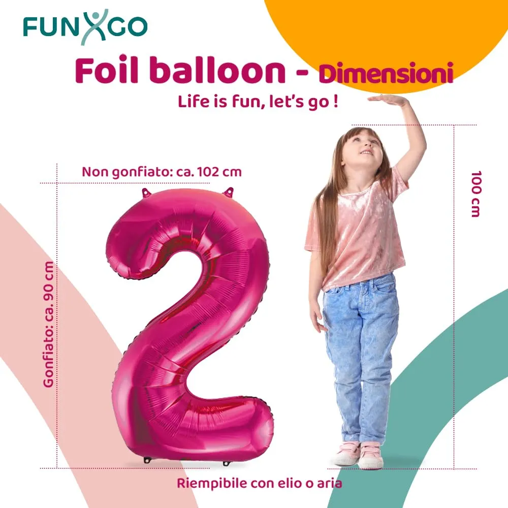 FUNXGO Palloncino in pellicola Numero 2, Rosa - immagine 2
