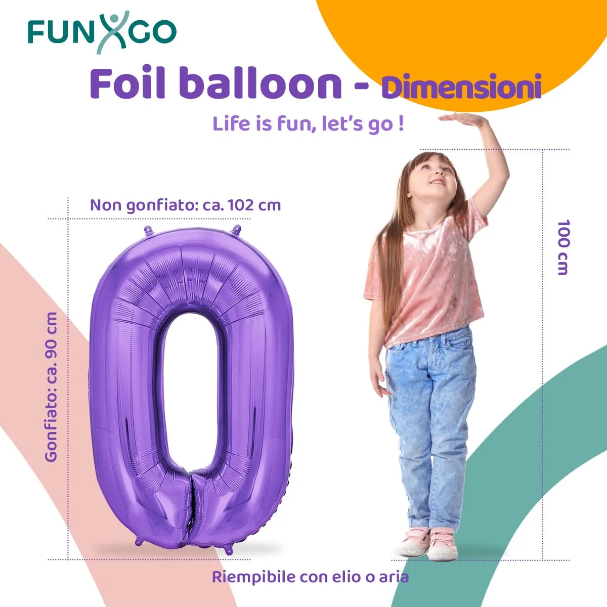 FUNXGO Palloncino Numero 0 Viola - immagine 2