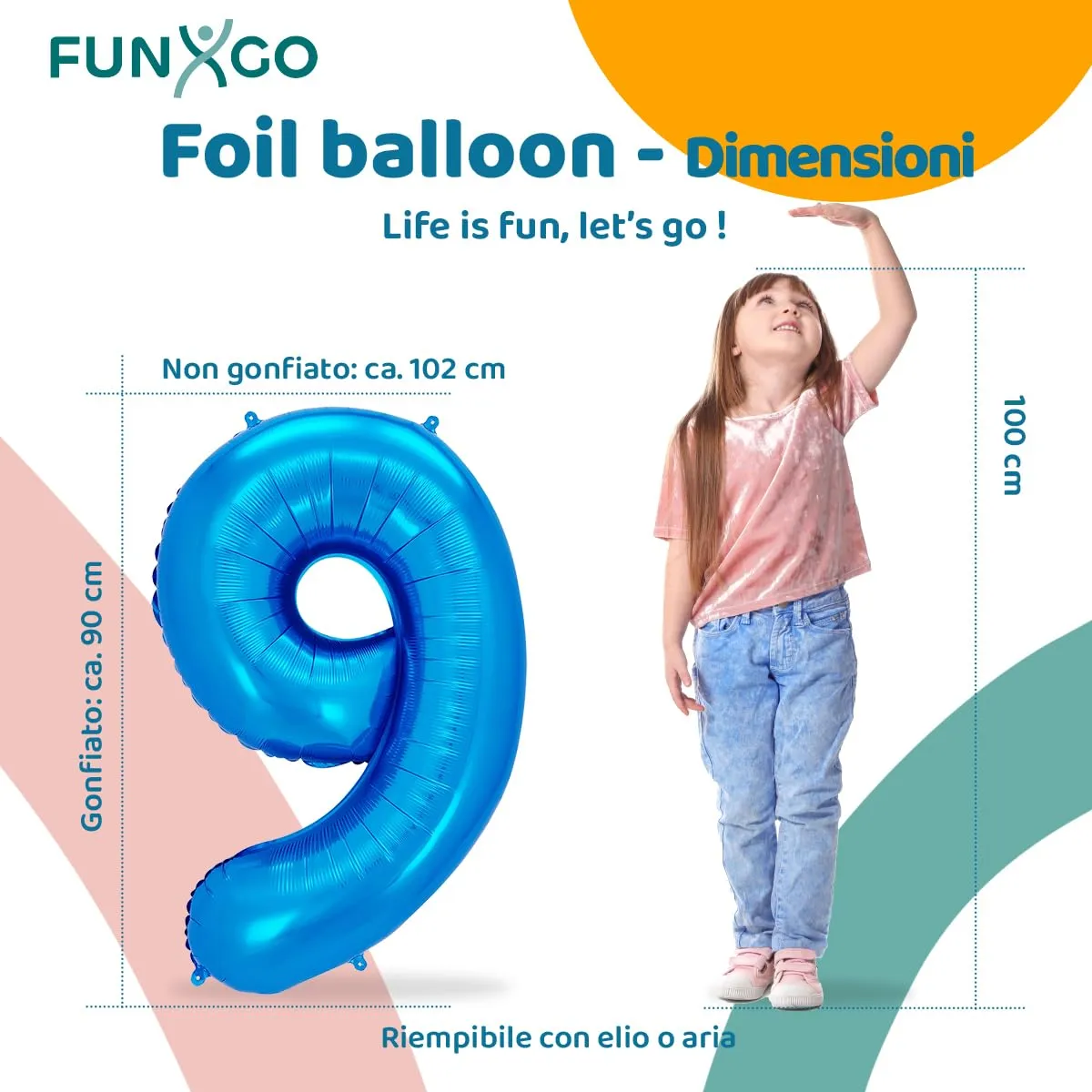 FUNXGO Palloncino Numerato 9 Blu per Compleanni e Anniversari - immagine 2