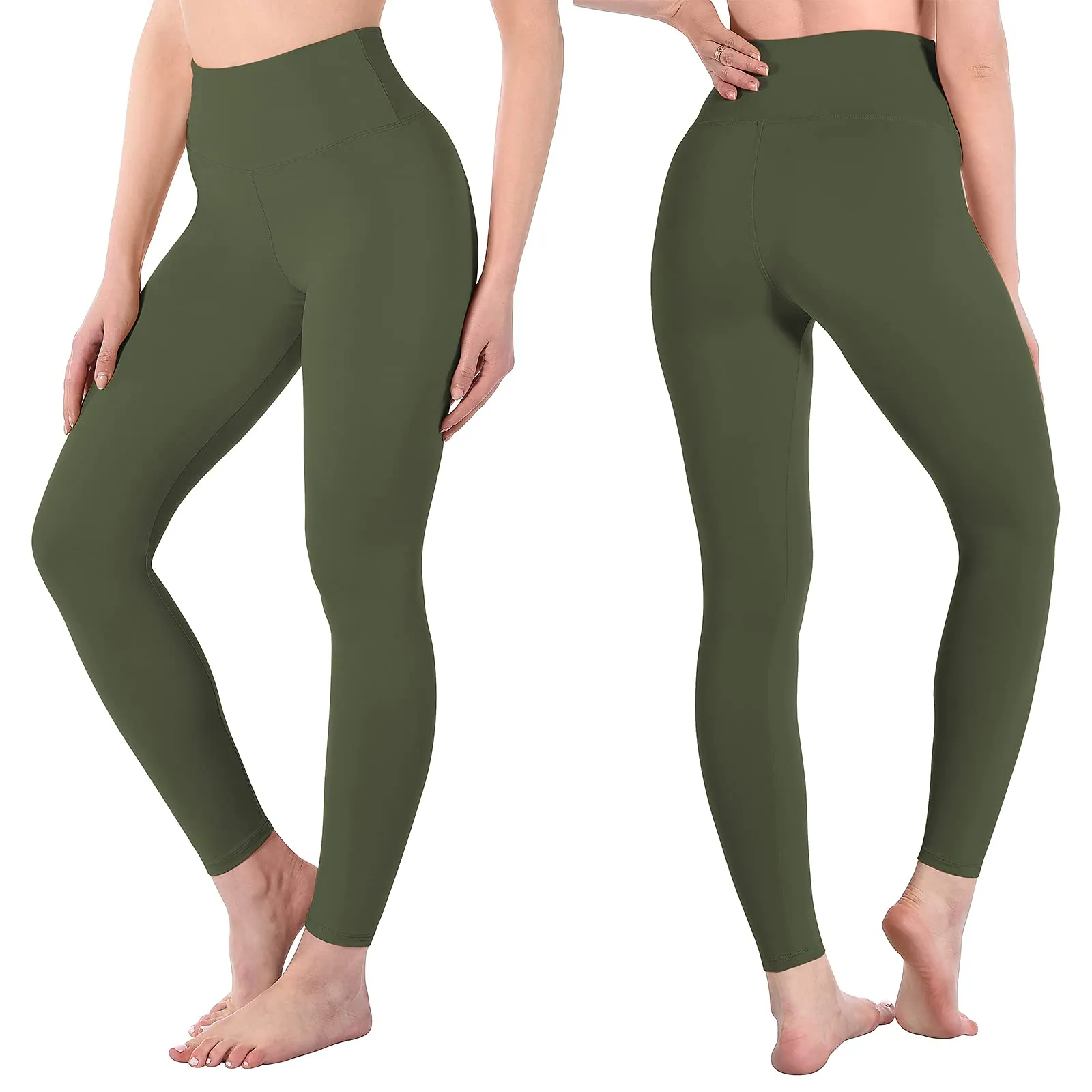 SINOPHANT Leggings Vita Alta Donna Fitness Yoga, S-M, Verde Militare - immagine 2