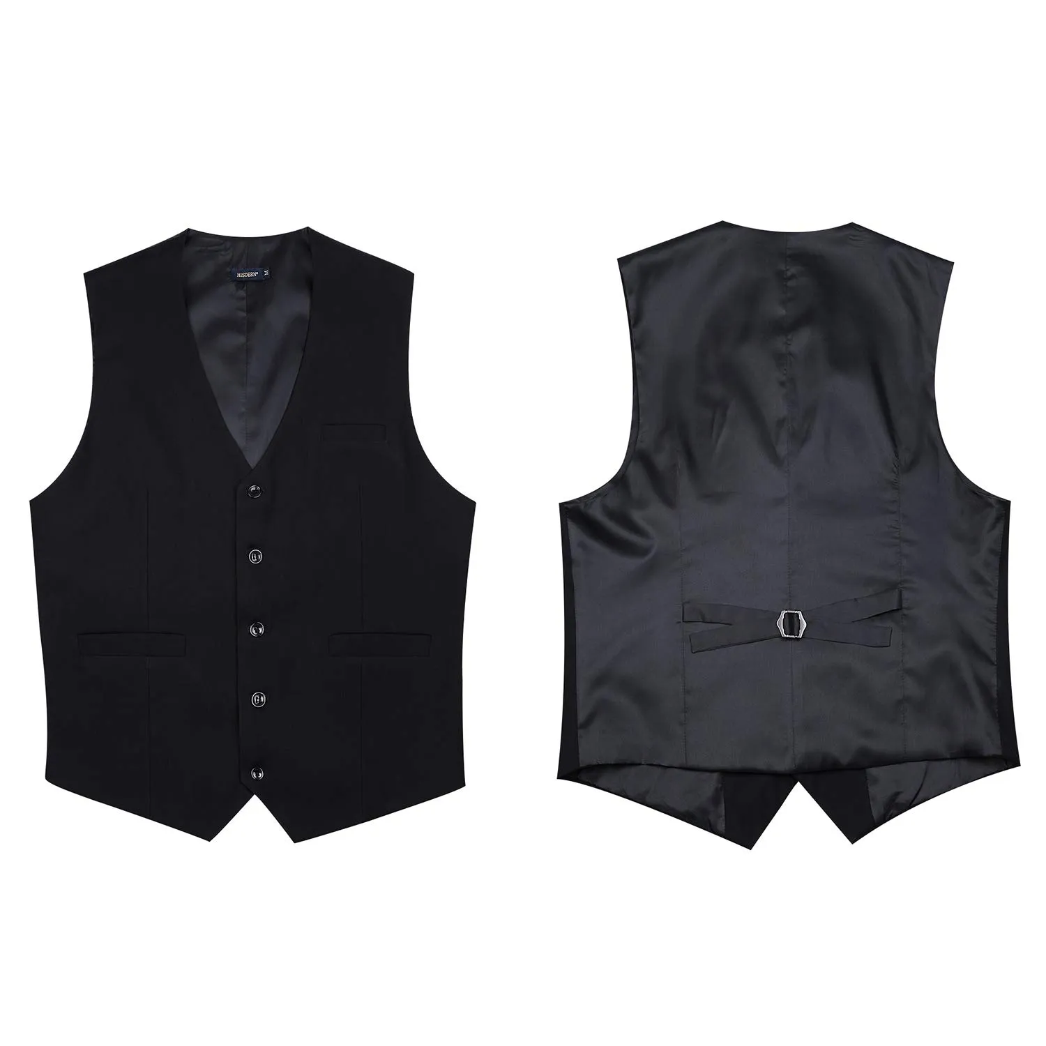 HISDERN Gilet da Uomo in Cotone Nero - immagine 9