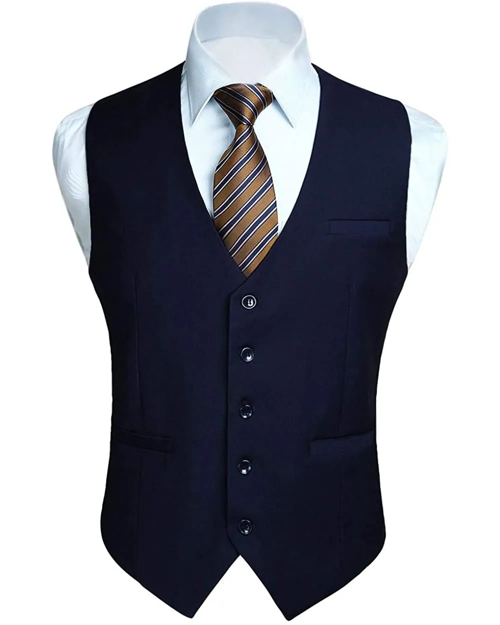 HISDERN Gilet da Uomo in Cotone Blu Navy - immagine 1