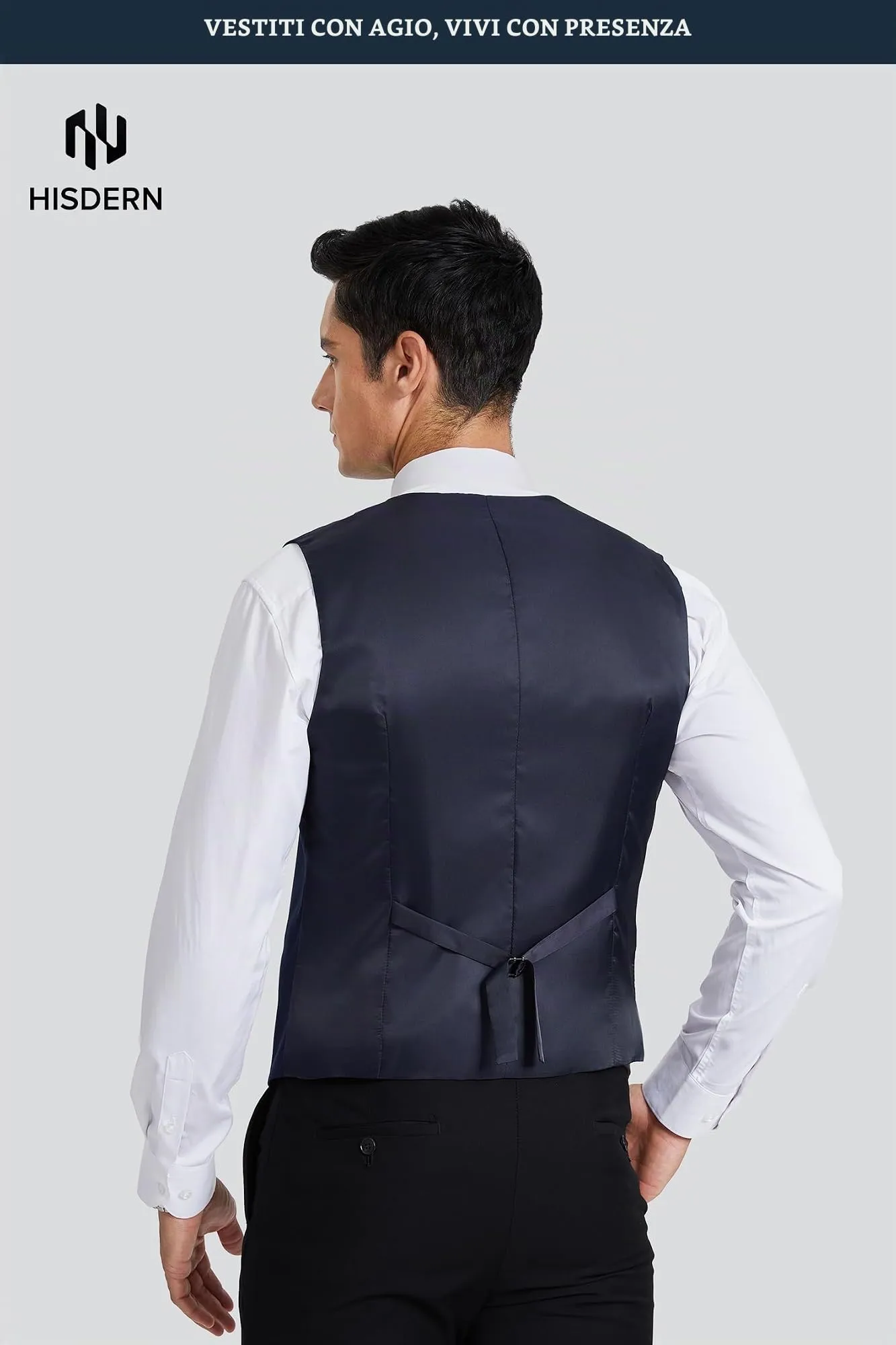 HISDERN Gilet da Uomo in Cotone Blu Navy - immagine 3