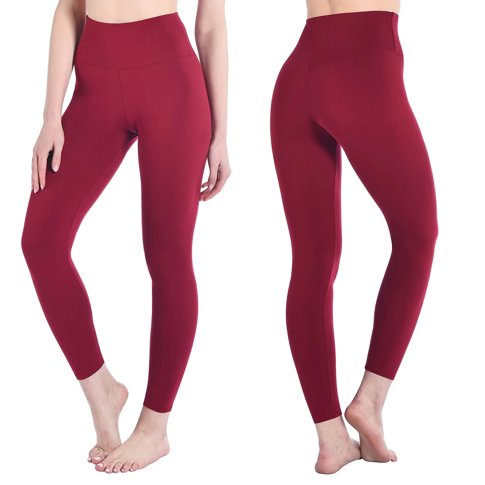 SINOPHANT Leggings Vita Alta Donna Fitness Yoga, L-XL, Vino Rosso - immagine 2