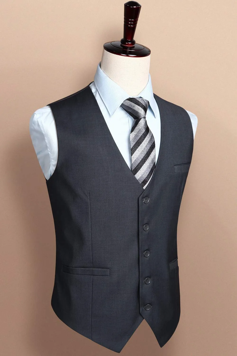 HISDERN Gilet da Uomo Business in Cotone Grigio - immagine 4