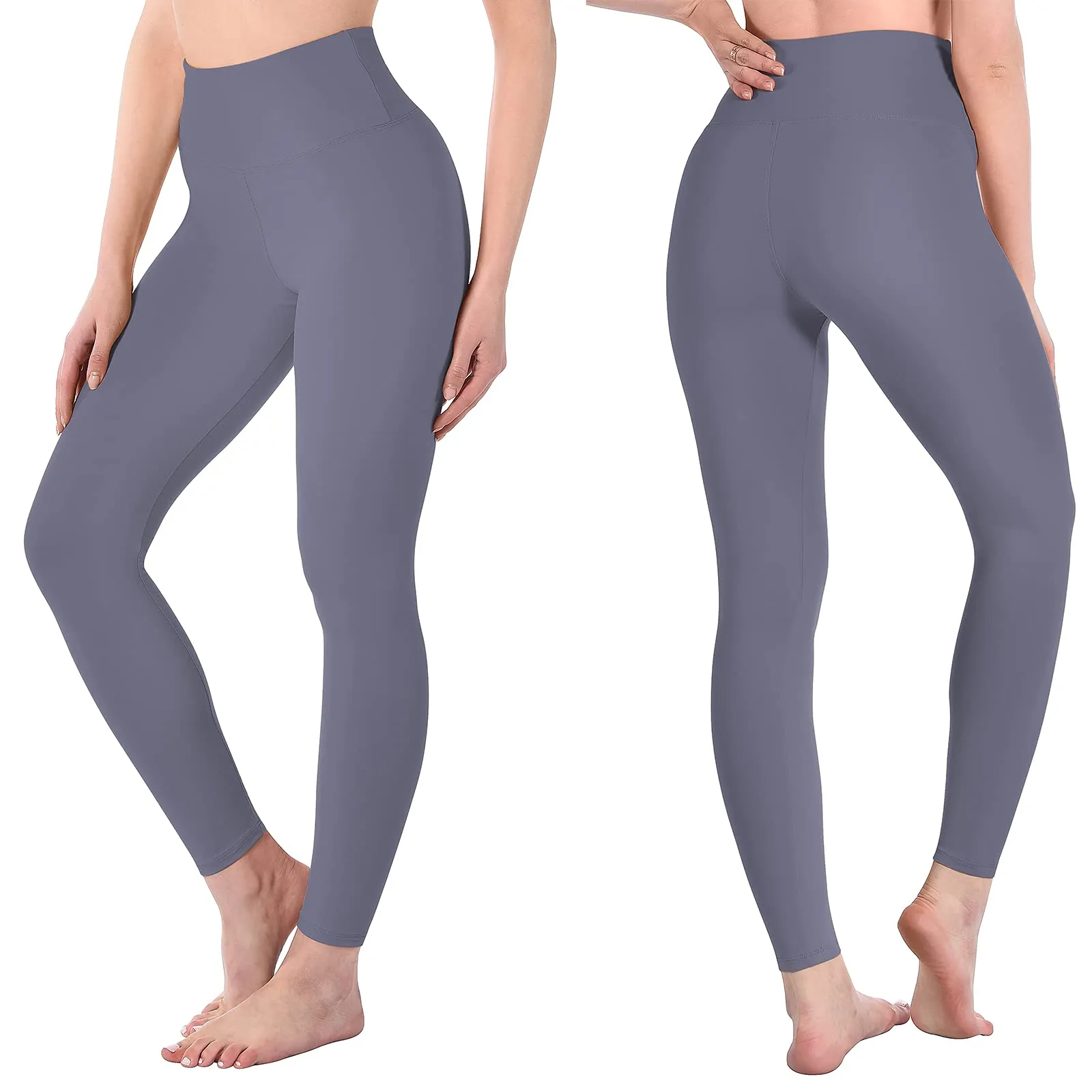 SINOPHANT Leggings Vita Alta Donna Fitness Yoga, Grigio, L-XL - immagine 2
