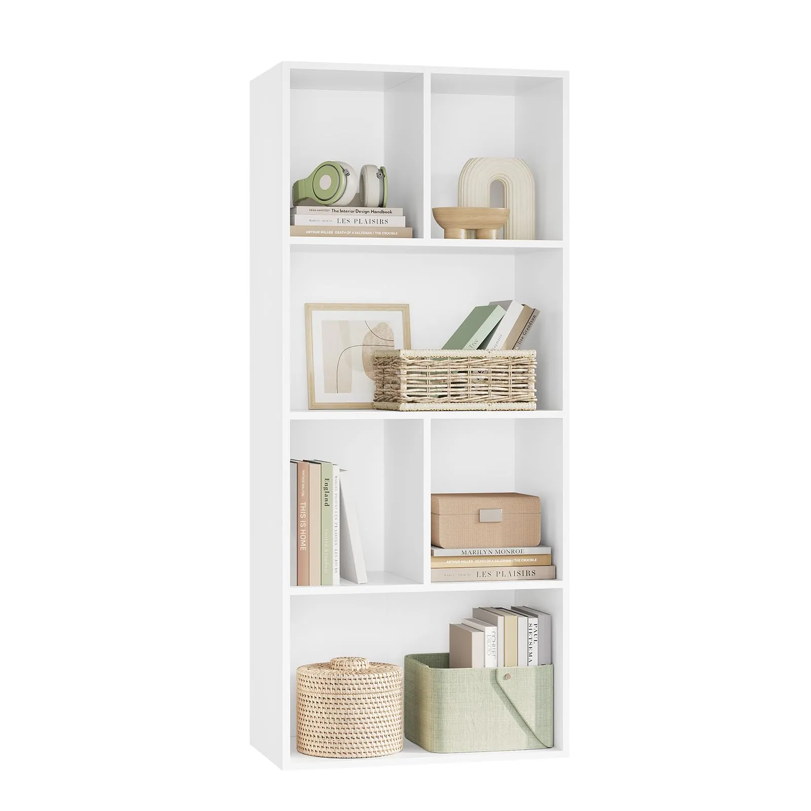 WOLTU Libreria a 6 Cubi in Legno, Bianco, 50 x 29 x 121 cm - immagine 1