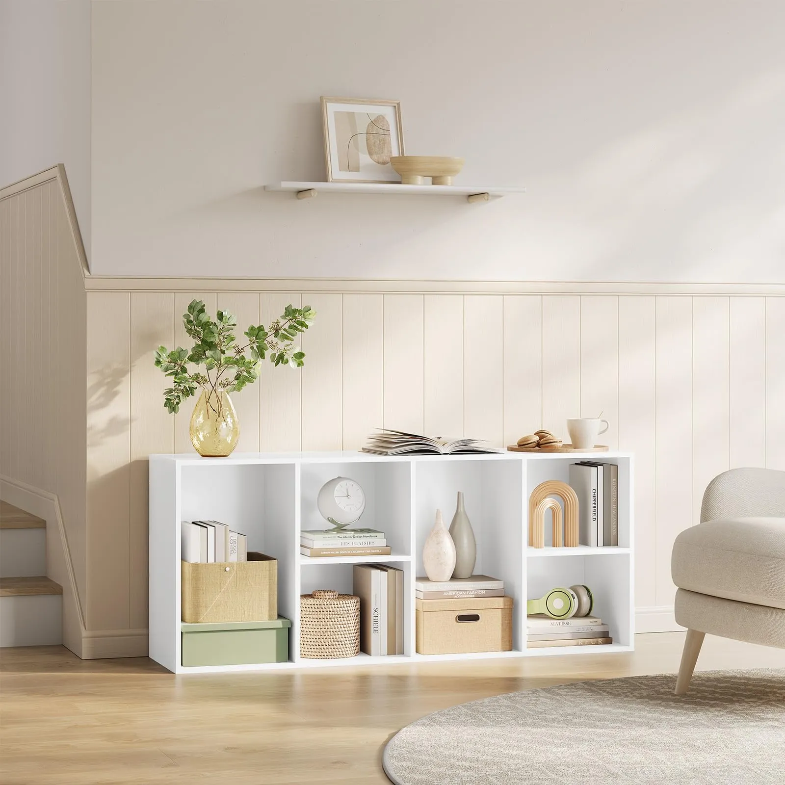 WOLTU Libreria a 6 Cubi in Legno, Bianco, 50 x 29 x 121 cm - immagine 3