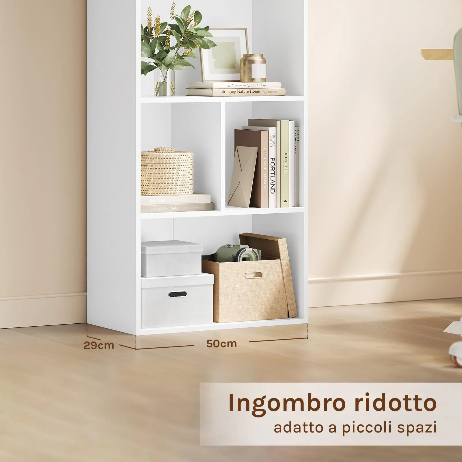 WOLTU Libreria a 6 Cubi in Legno, Bianco, 50 x 29 x 121 cm - immagine 4