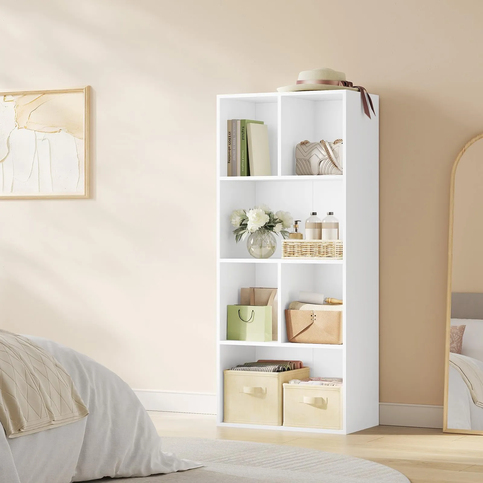 WOLTU Libreria a 6 Cubi in Legno, Bianco, 50 x 29 x 121 cm - immagine 7