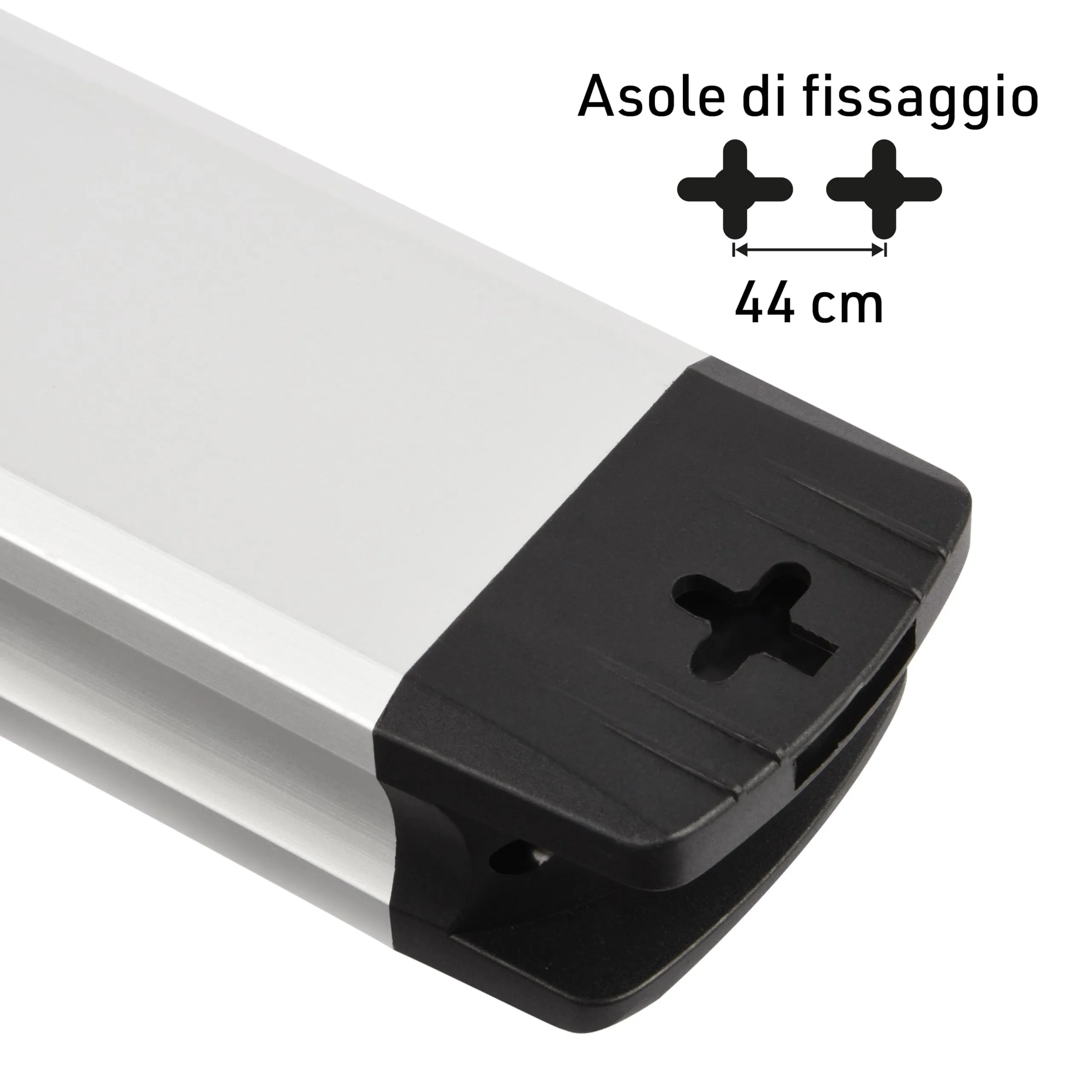 Electraline 61904 Alu-Line Multipresa 6 Posti Polivalenti Schuko + 10/16A con Interruttore, Corpo in Alluminio, 2 M, Spina 90° Salvaspazio, Protezione Sovratensioni, Fissaggio a Parete - immagine 2