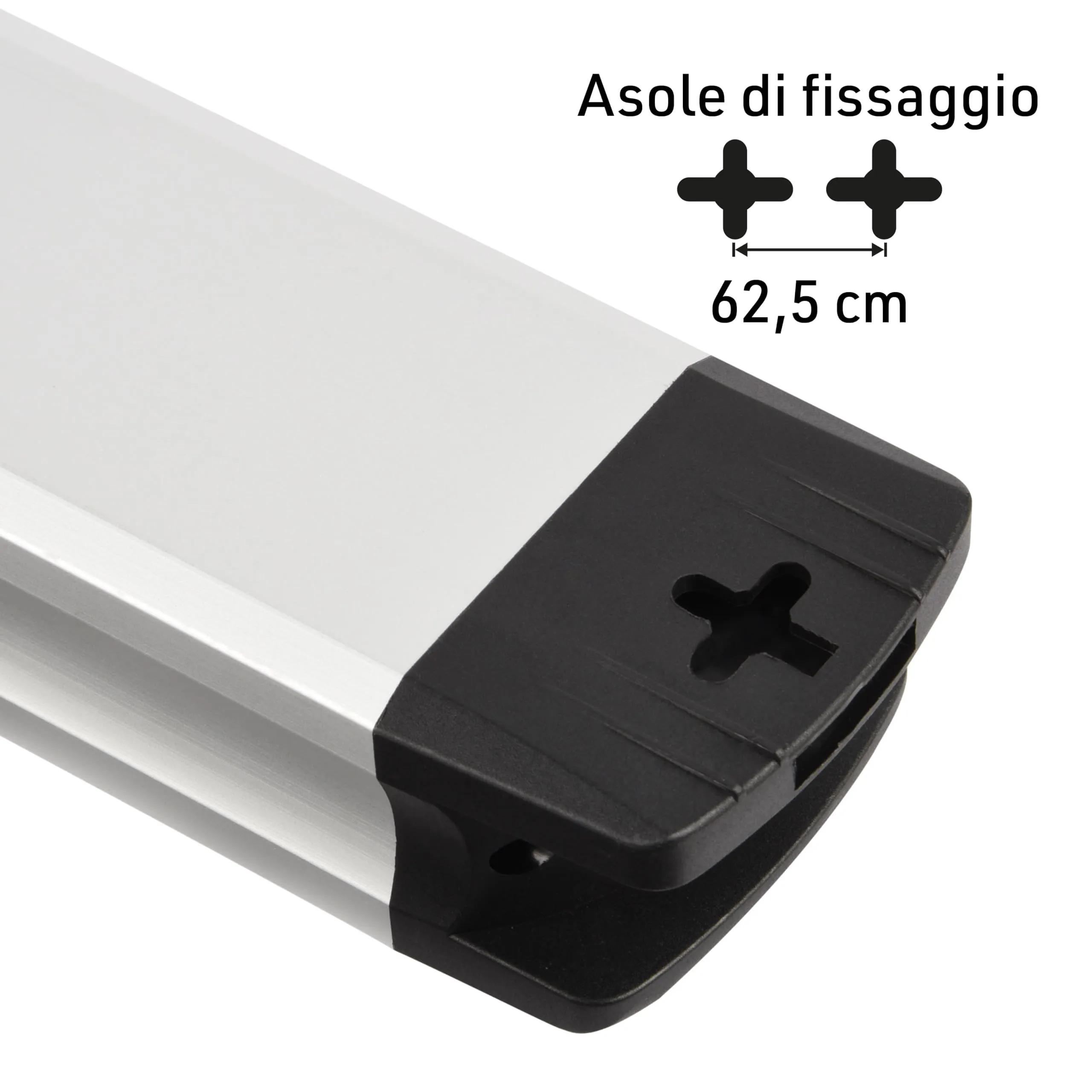 Electraline 61900 Alu-Line Multipresa 9 Posti Polivalenti e 3 Interruttori Luminosi, 2M, Argento/Nero - immagine 3
