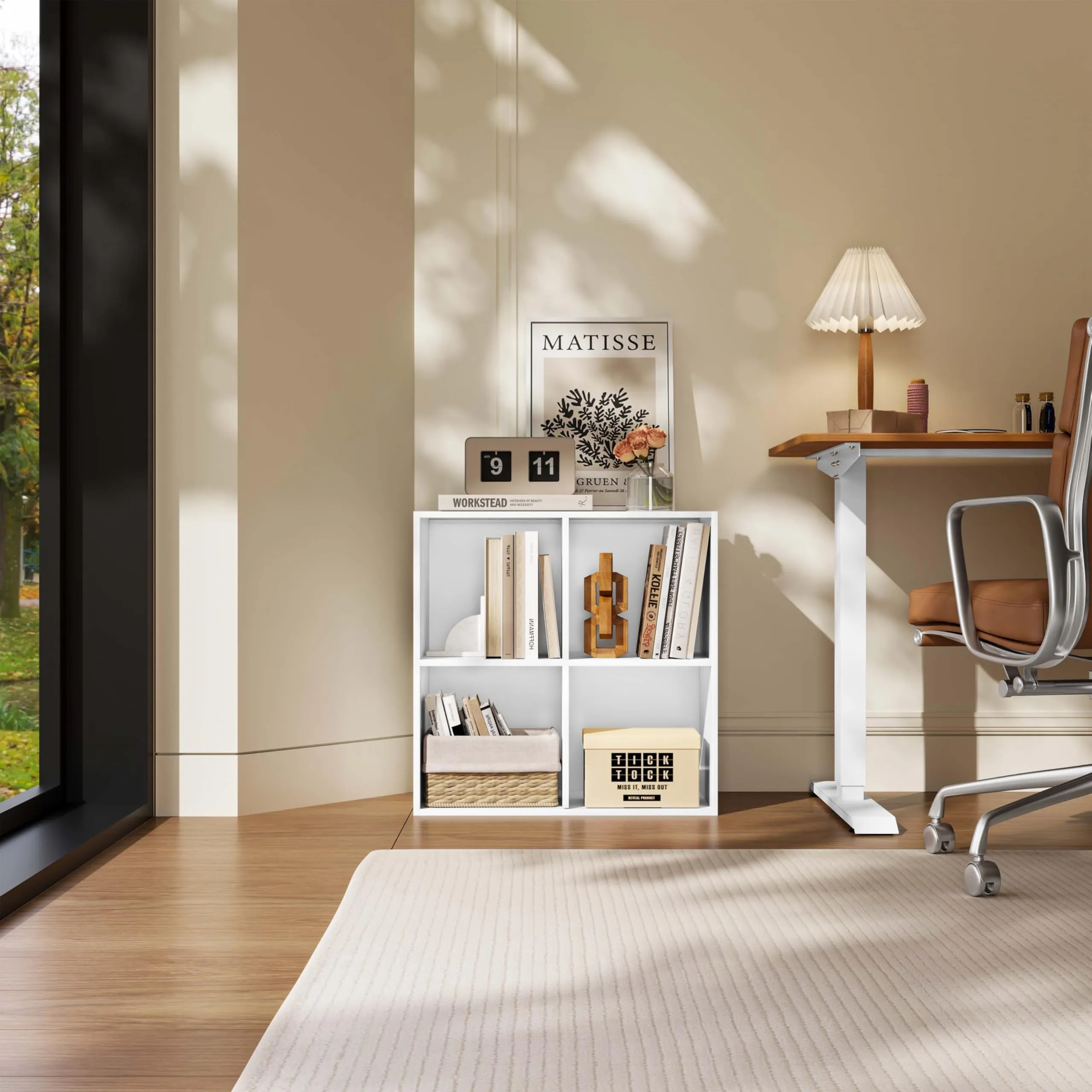 WOLTU Libreria Bassa a 4 Cubi Scaffale Moderno, Bianco - immagine 3