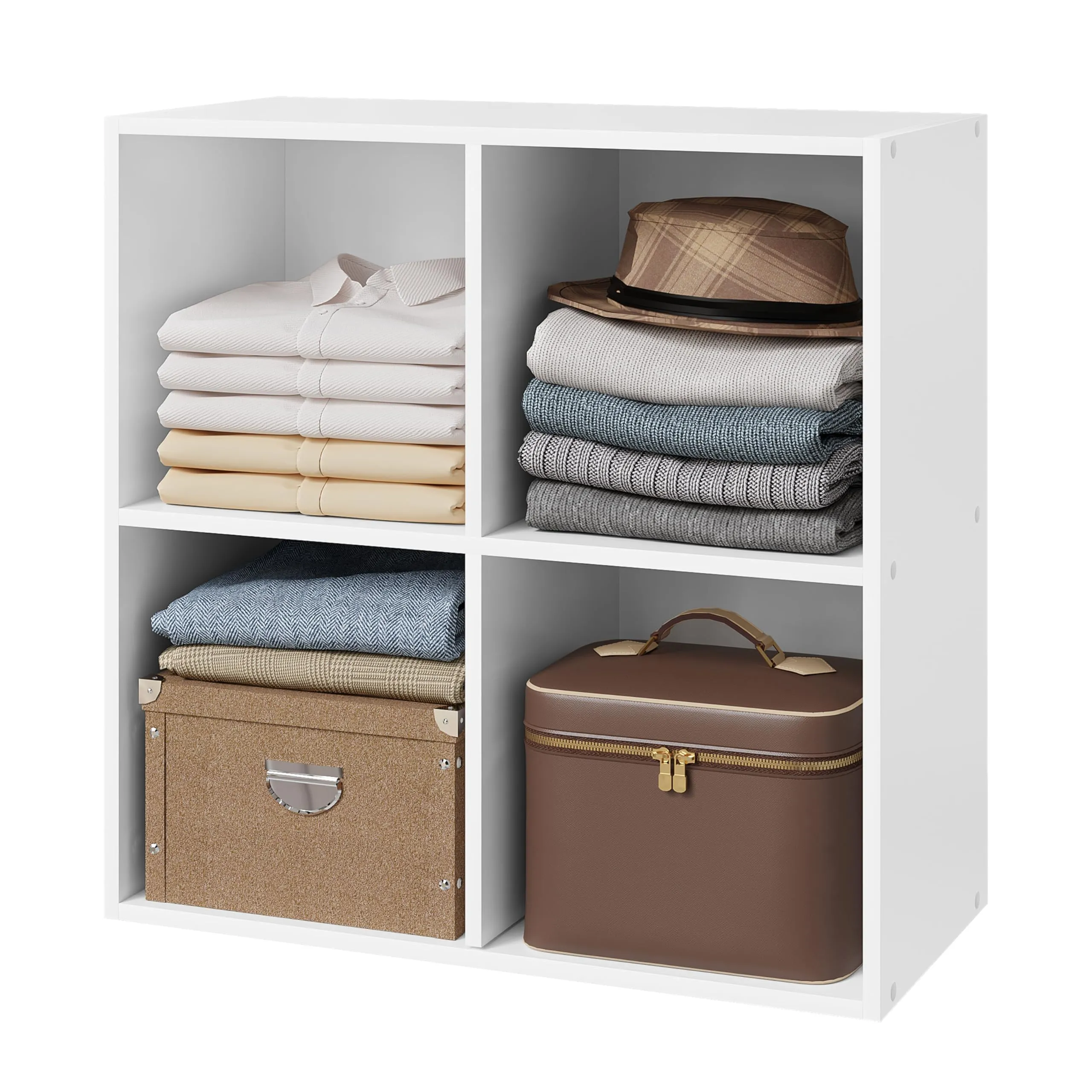 WOLTU Libreria Bassa a 4 Cubi Scaffale Moderno, Bianco - immagine 8