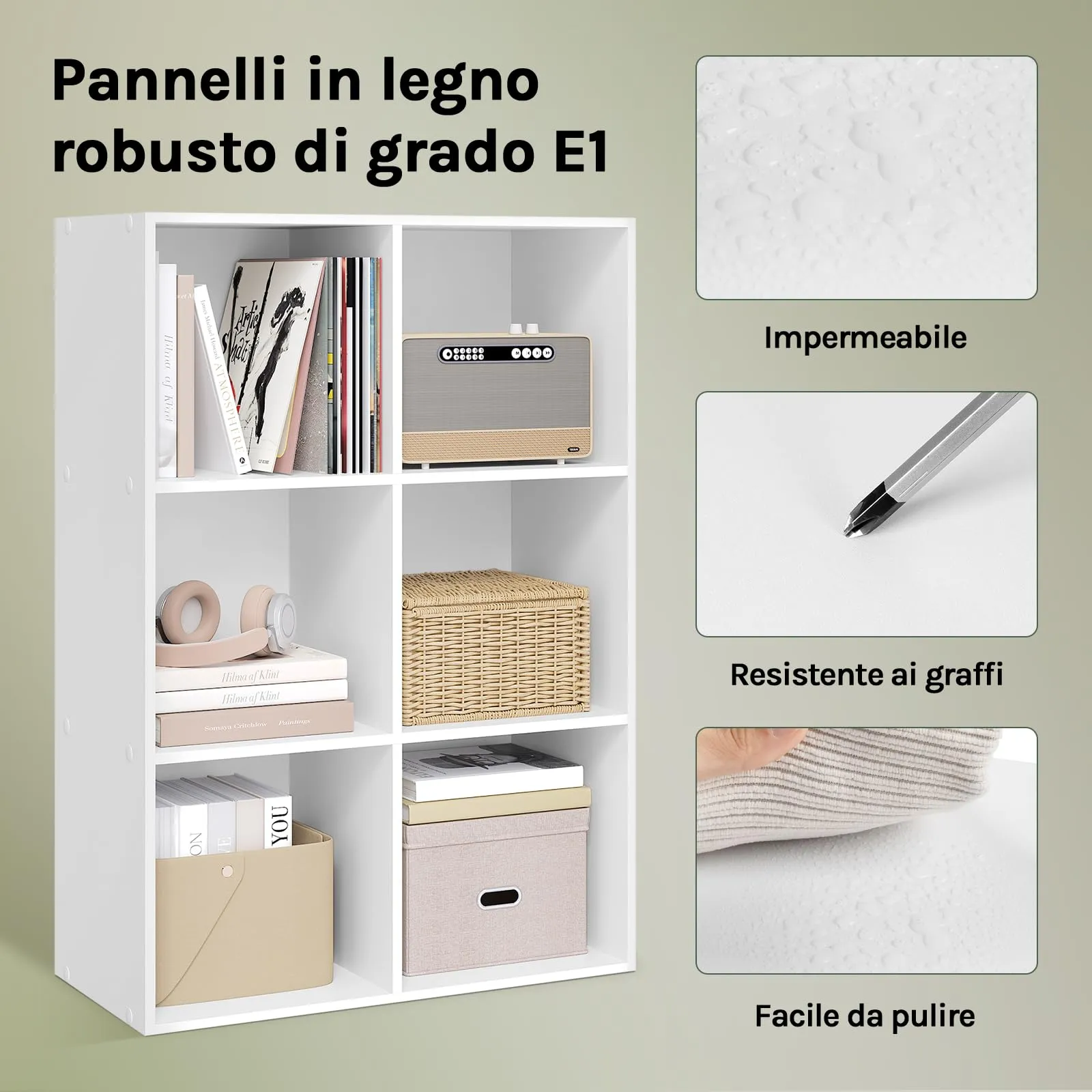 WOLTU Libreria Bianca con 6 Cubi Portaoggetti - immagine 6
