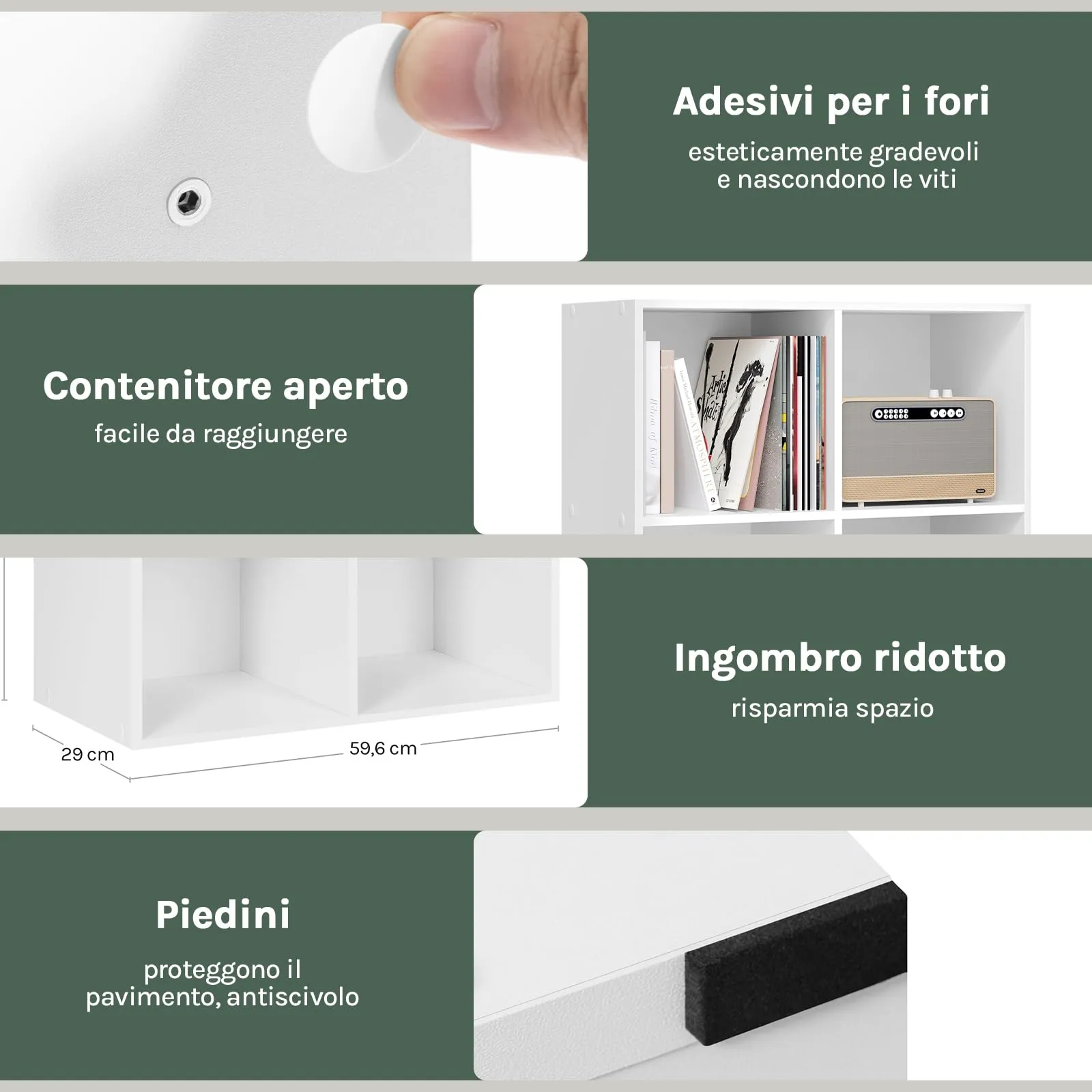 WOLTU Libreria Bianca con 6 Cubi Portaoggetti - immagine 7