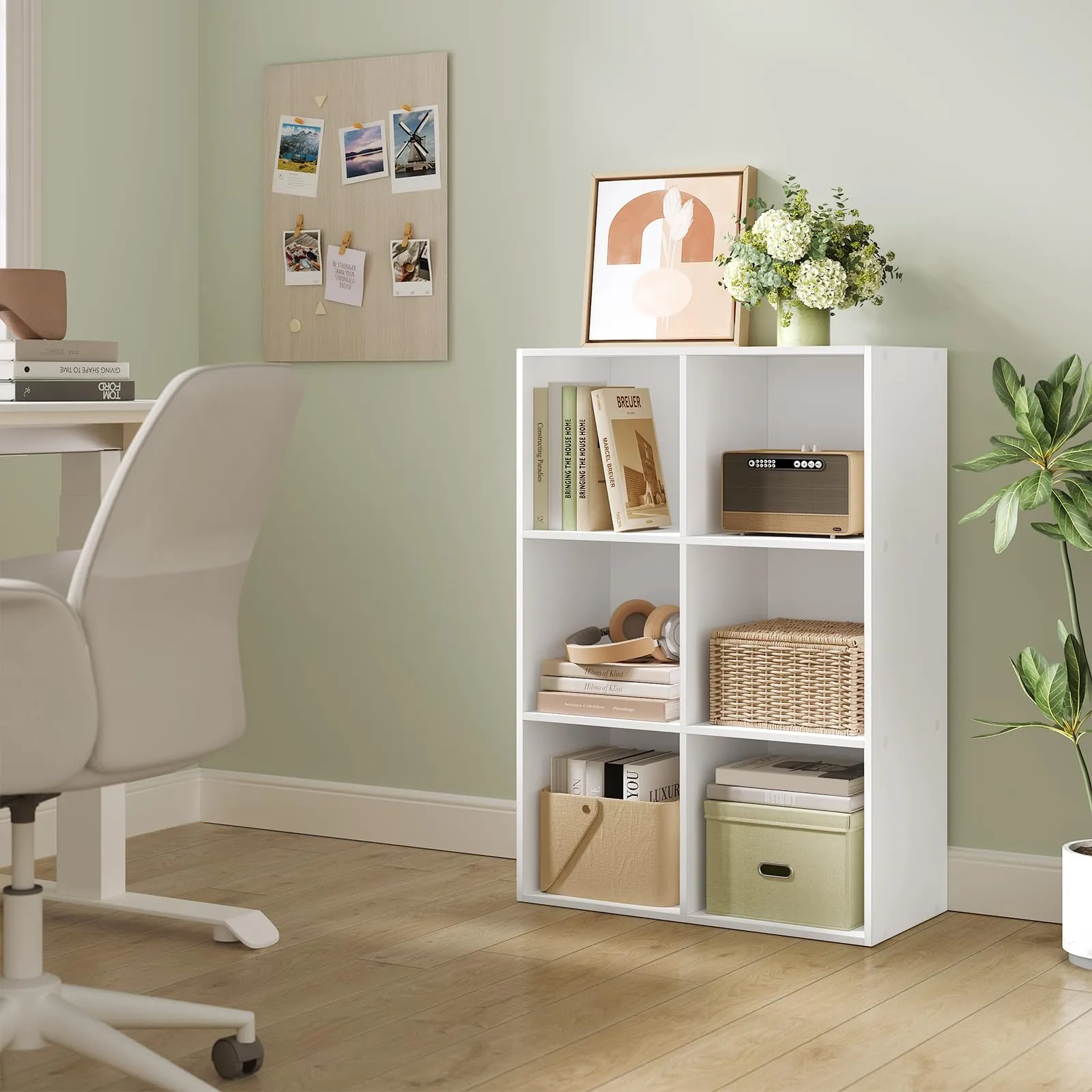 WOLTU Libreria Bianca con 6 Cubi Portaoggetti - immagine 8
