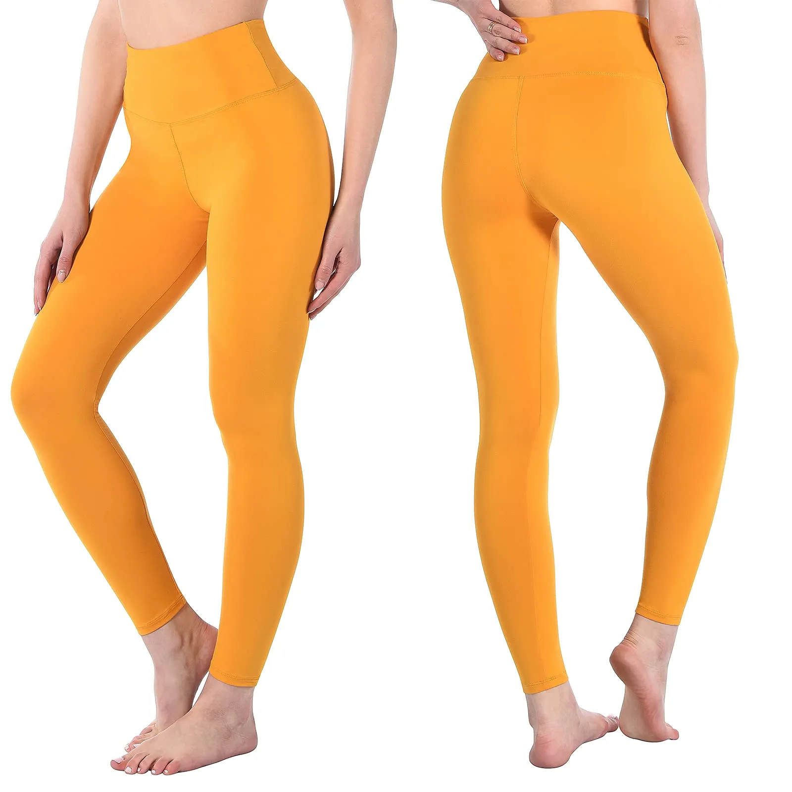 SINOPHANT Leggings Vita Alta Donna Fitness Yoga, Giallo Scuro, S-M - immagine 2